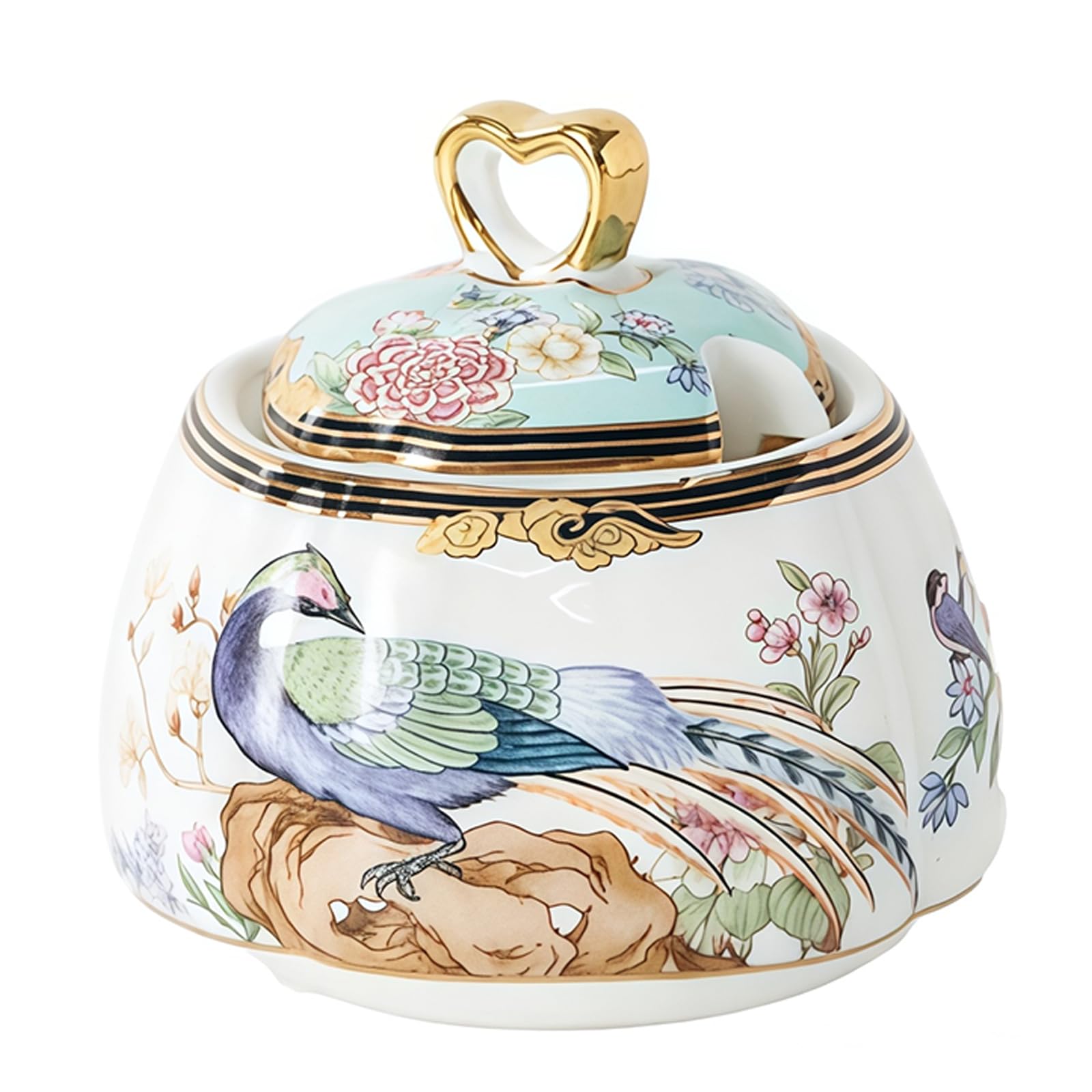 Jaamyears Blue Sugar Bowl With Lid And Spoon, 300Ml Sugar Holder