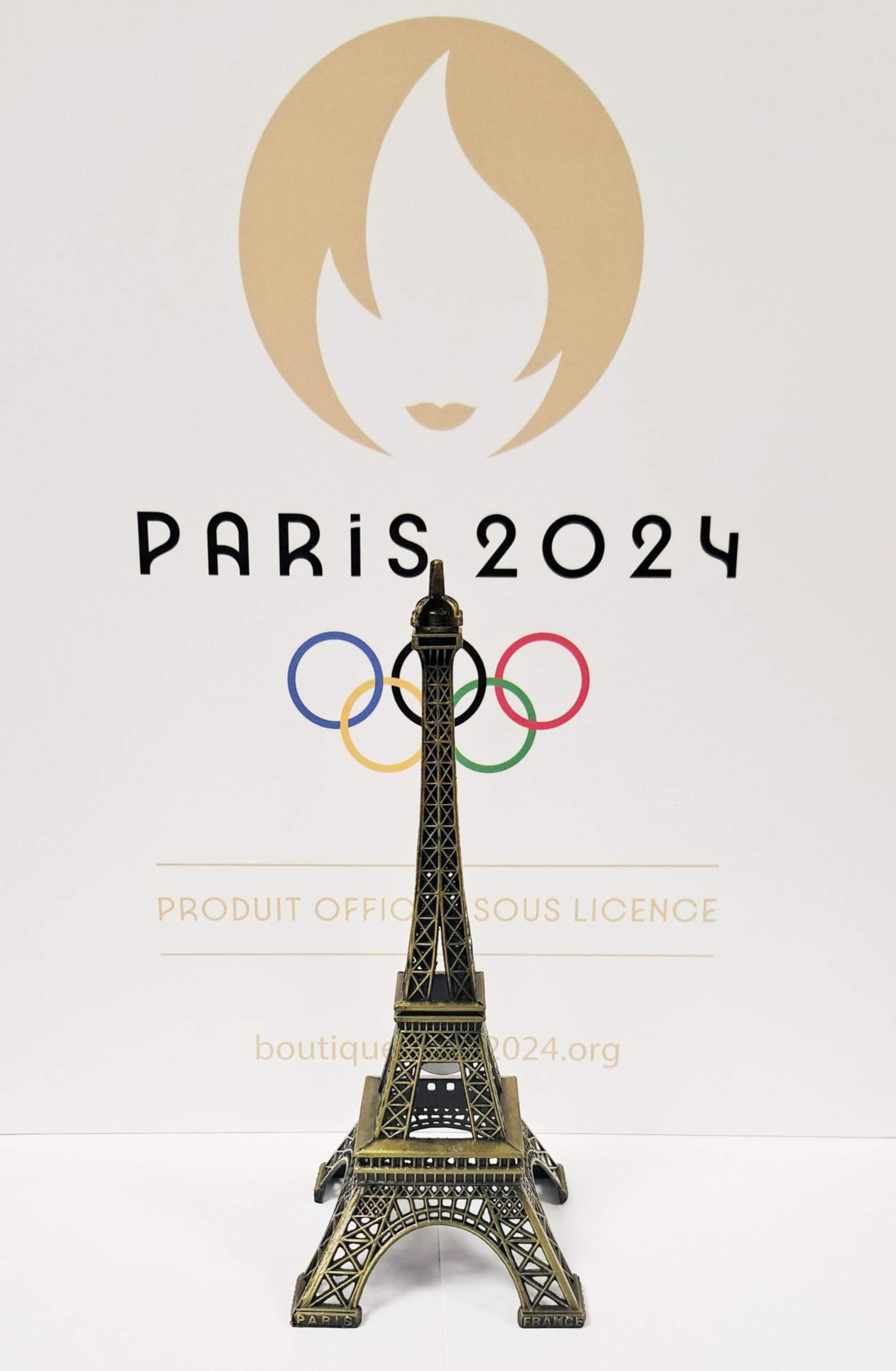 PARIS 2024 Wieża Eiffla JO Oficjalna kolekcja Igrzysk Olimpijskich i Paraolimpijskich - 15 cm, Brązowy, 15 cm