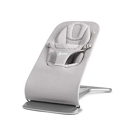 Ergobaby Evolve 3-in-1 Bouncer, Adjustable Multi Position Baby Bouncer Seat, Lightweight Baby Rocking Chair Fits Newborn to Toddler, Removable Cover Seat, Ergonomic, Light Grey, 0-2 Years (2-13 Kgs)