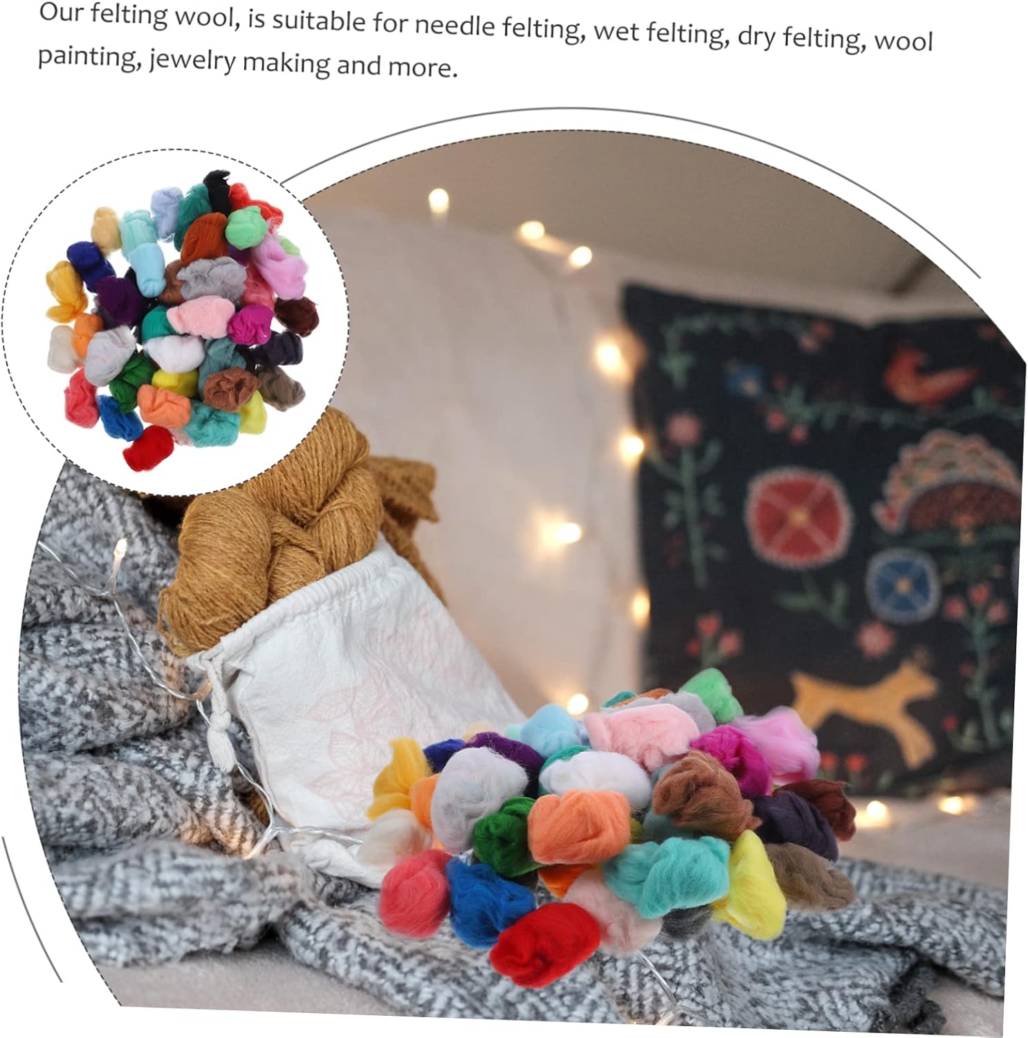 50Pcs DIY Needle Felting Wool Kit Wool Roving Supplies for Crafting Easy to Use Durable Material for Creative Projects for DIY Lovers and Activities