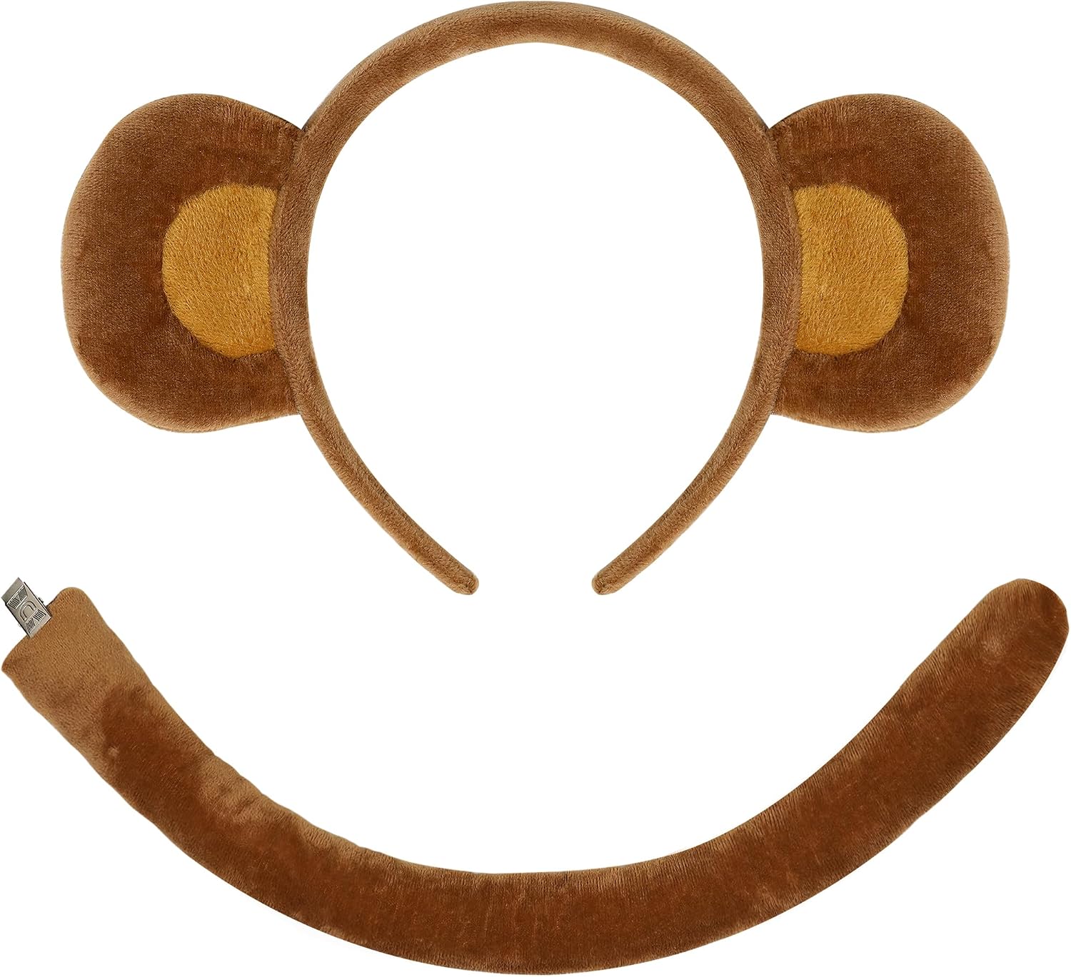 MUKOSEL Monkey Ears and Tail, Monkey Costume for Women Adult Monkey Ears Headband, Halloween Monkey Costume Women Cosplay Accessories