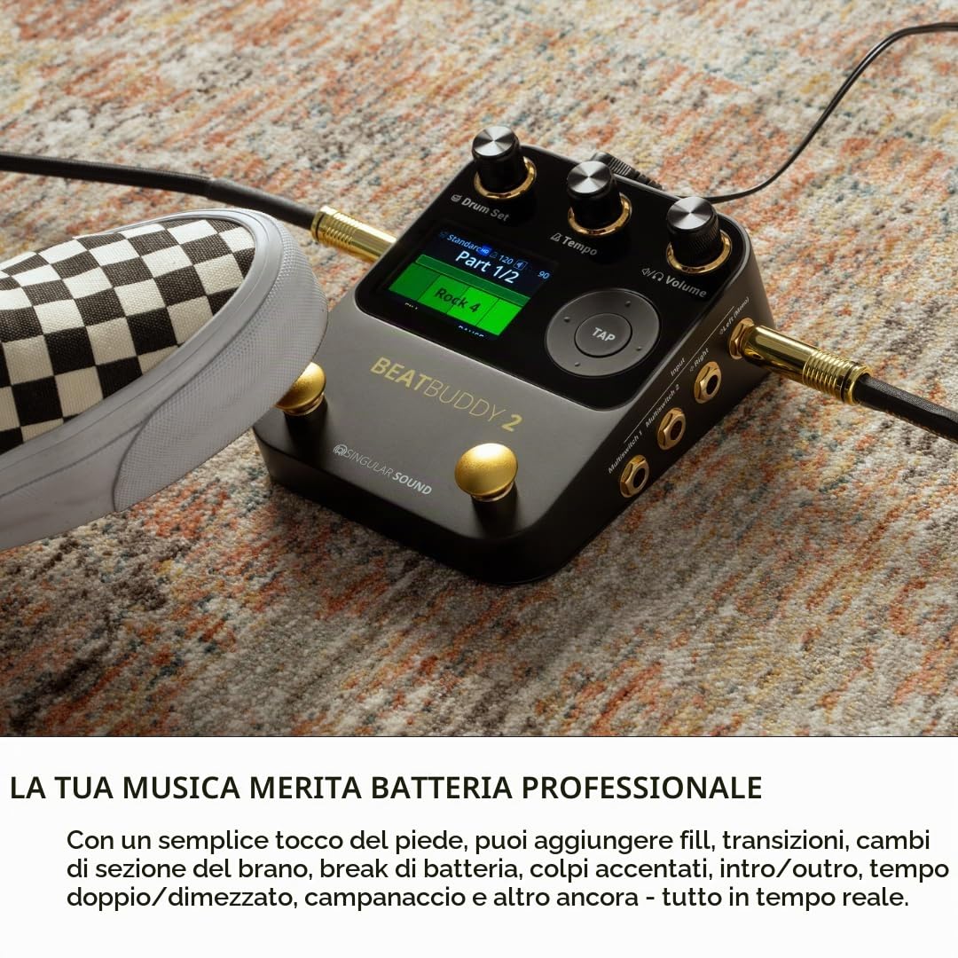 Singular Sound BeatBuddy Mini 2 Pedale effetti (9 set di batteria, 24 generi, oltre 200 stili, pedale per batteria per chitarra e basso, facile da usare, con display LED)