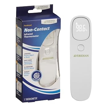 Veridian Non-Contact Thermometer LED Display 09-313 1 Each | Non-Contact Skin Surface Thermometer