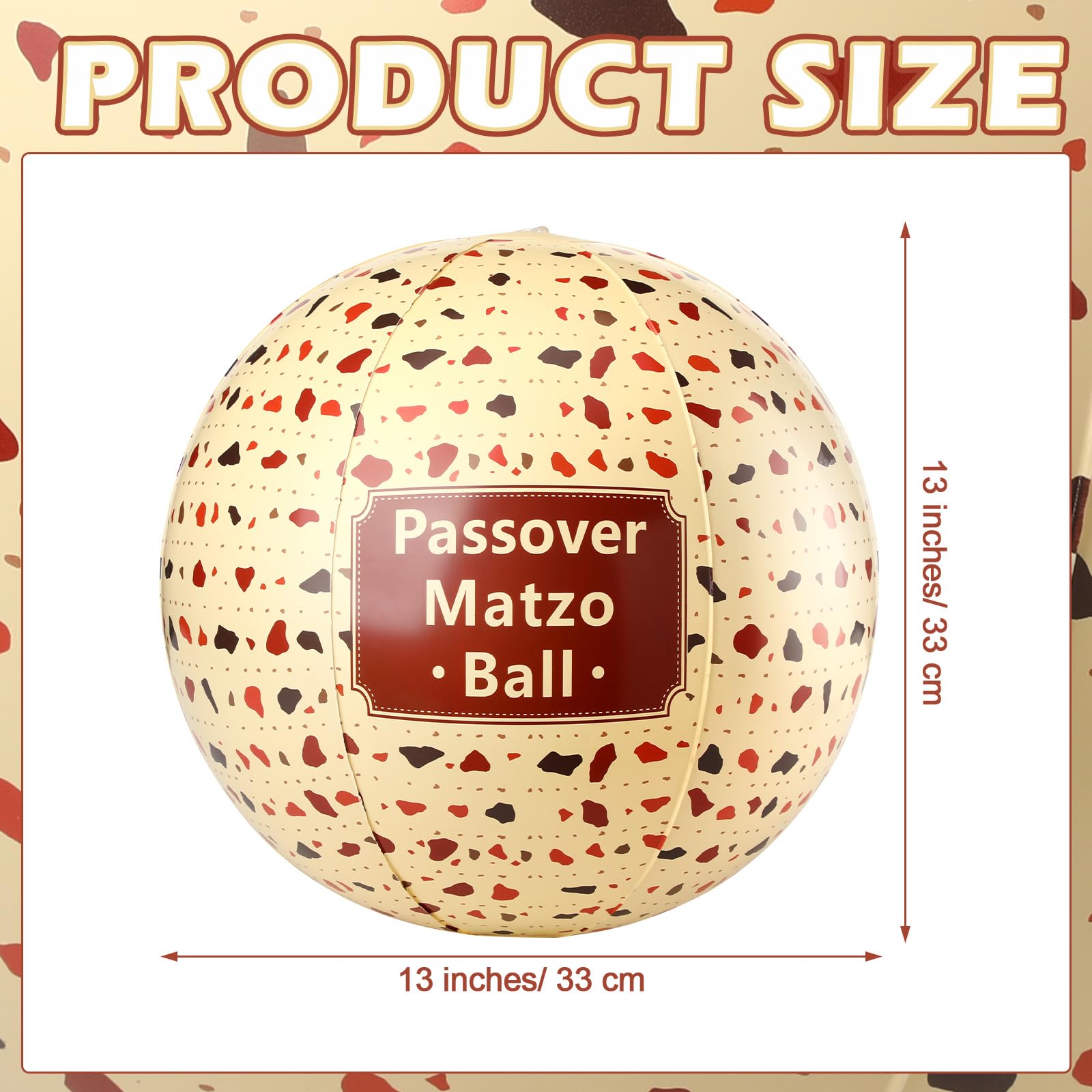 Arrowbash 2 Pcs Passover Matzo Ball Soup Inflatable Matzah 13 Inches PVC Inflatable Play Ball Passover Decorations Indoor Outdoor Playground Party Supplies