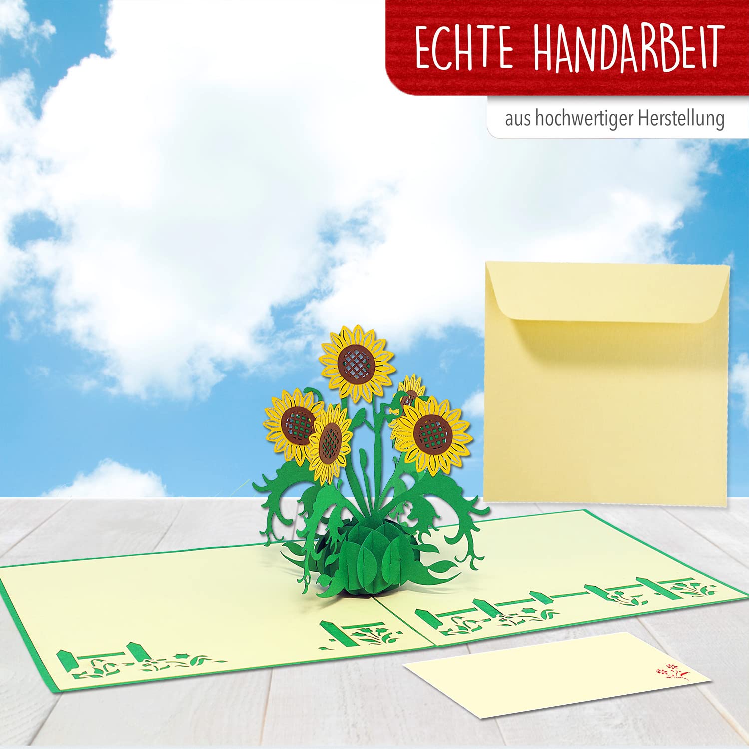 LIN Pop Up Karte Blumenwiese - 3D Klappkarte Mit Biene & Schmetterling, 11,5x17 Cm, Für Geburtstag, Muttertag, Danke