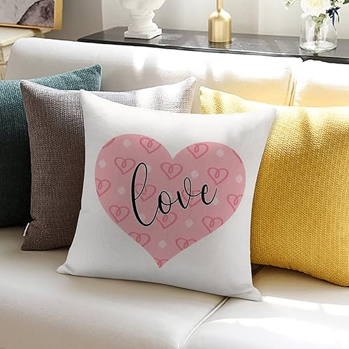 Miniatura 6 de Funda de cojín de corazón de amor funda de almohada decorativa de lino con cremallera cuadrada para sofá cama automóvil sala de estar 16 x 16