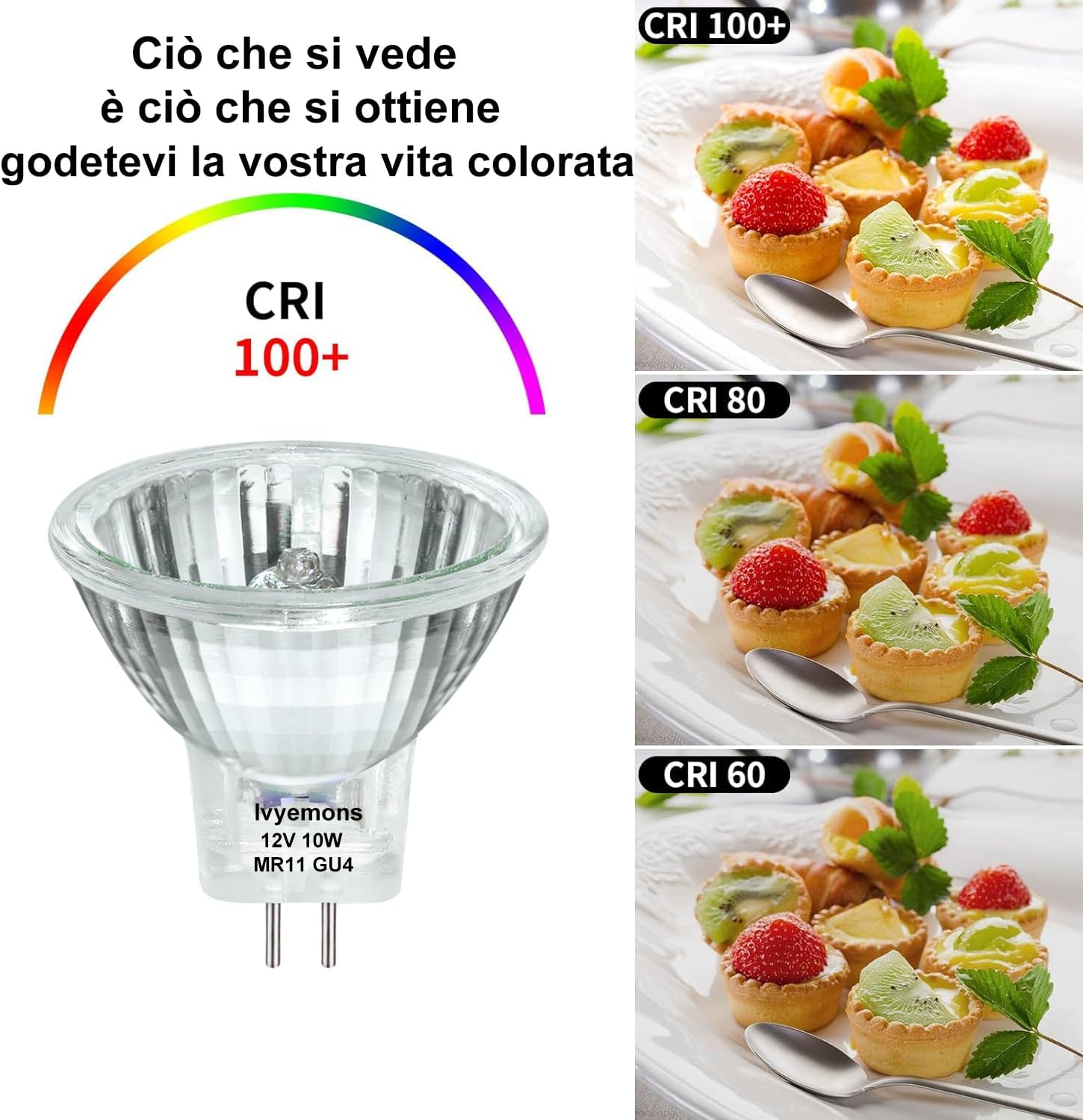 GU4 MR11 12V 10W Halogen FTD Spotlight Bulb, 6 Pack 2800k Warm White Fiber Optic Light Bulbs Mr11, Dimmable Precision MR 11 Bulb for Accent, Landscape, Track Light, Christmas Tree Lighting