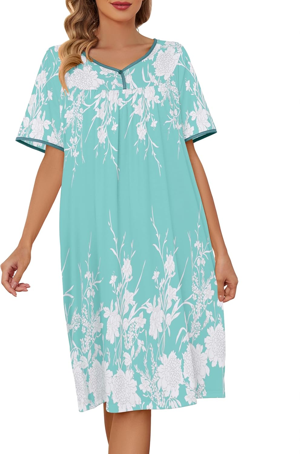 Nightgowns for Women Moo Moos House Dresses Short Sleeve Lounge Sleepwear