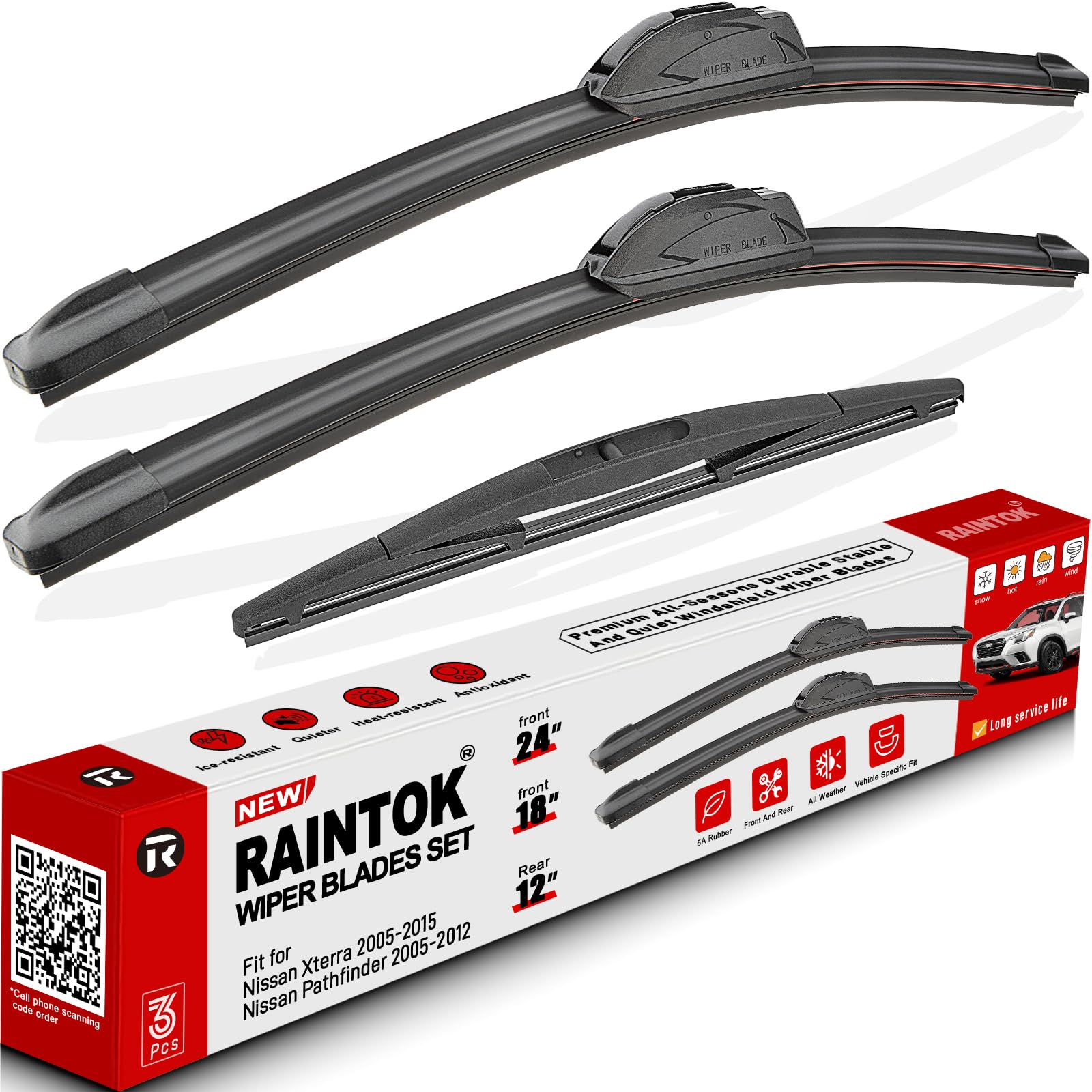 3 Pack Windshield Wiper Blades Replacement for Nissan Xterra 2005-2014 2015