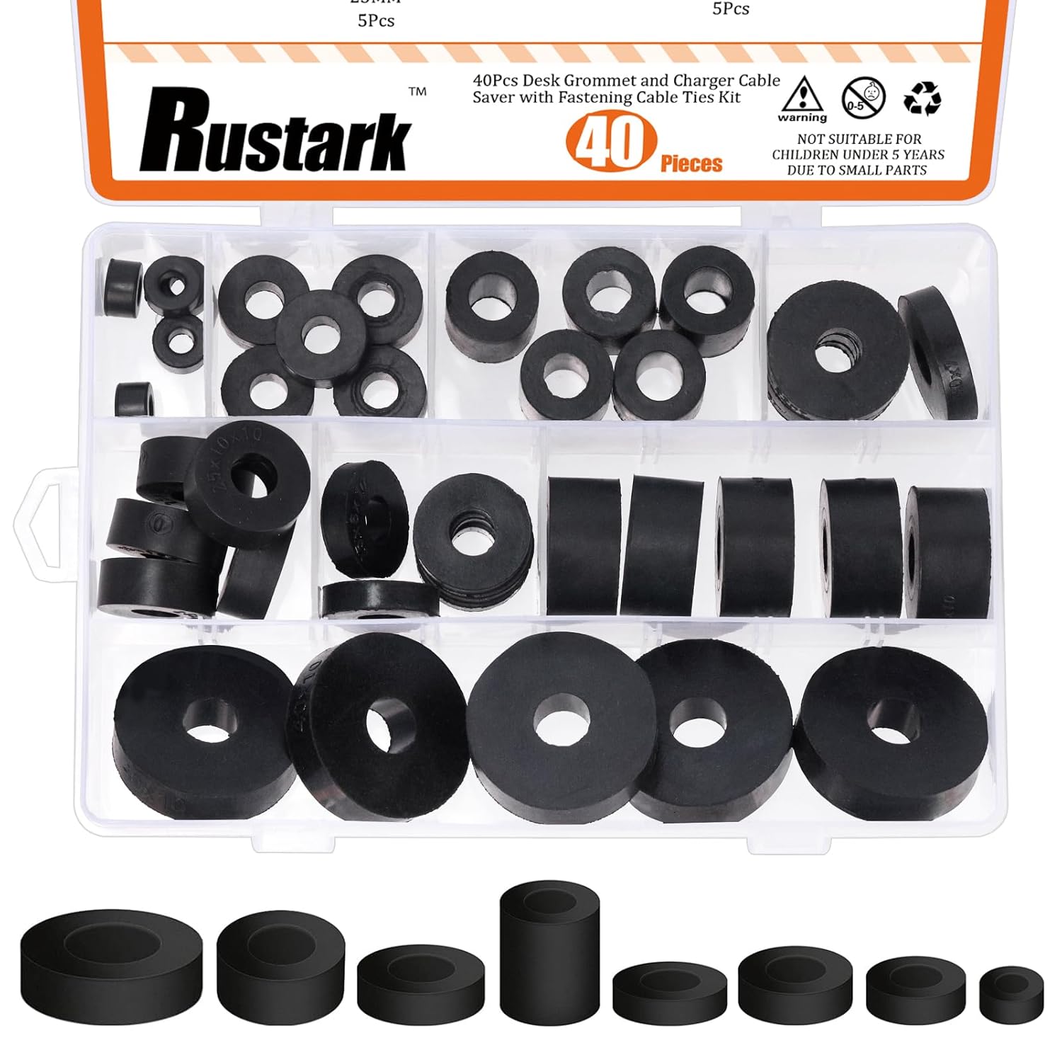 Rustark 40Pcs 8 Sizes Anti Vibration Rubber Spacers Assortment Kit