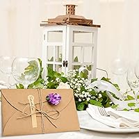 Vista 6 de Paquete de 12 tarjetas de felicitación de flores secas con sobres, tarjeta de regalo retro marrón de papel kraft para vacaciones, tarjeta