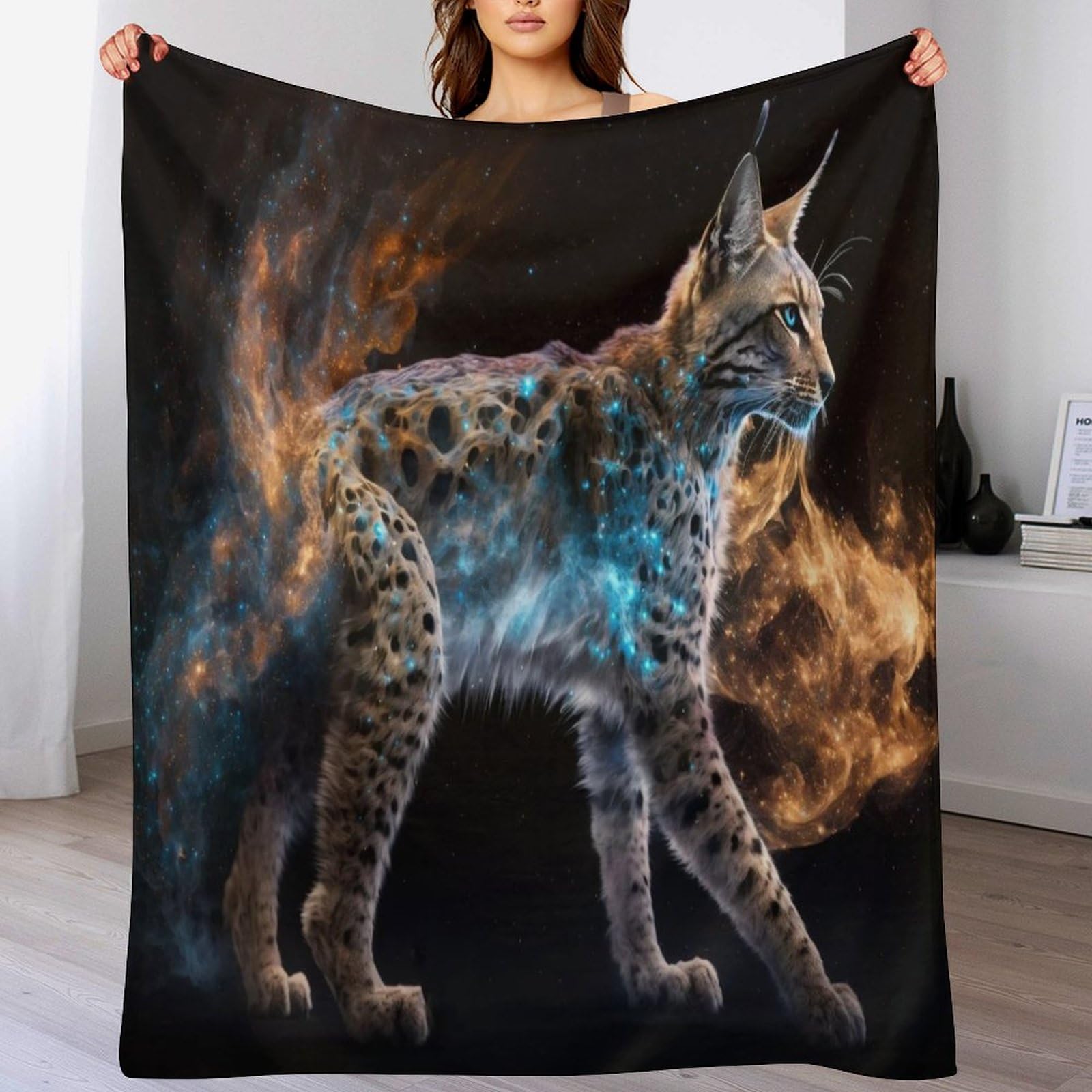 Couverture polaire lynx contre le froid plaid moelleux pour canapé