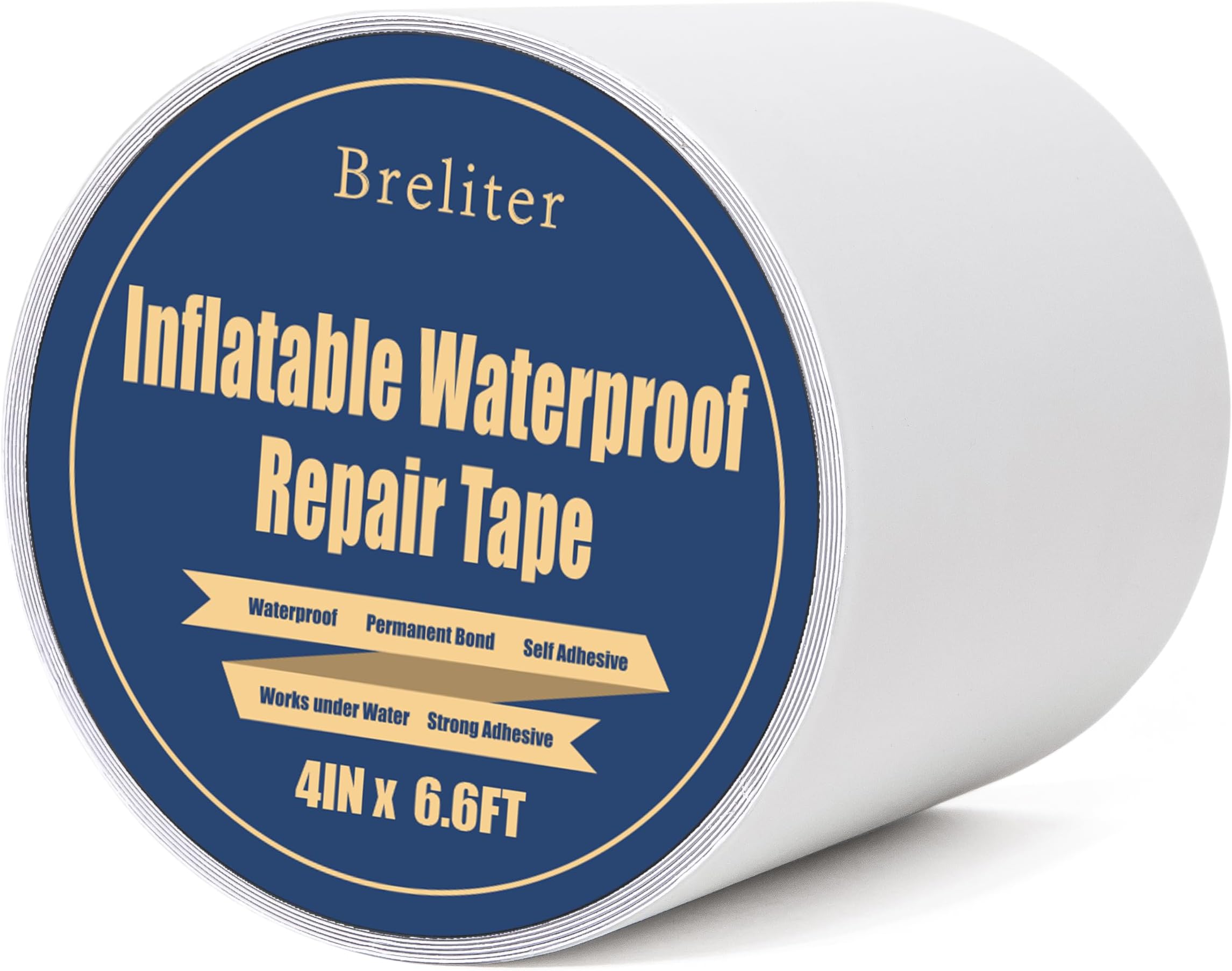 Breliter Inflatable Waterproof Repair Tape - Waterproof TPU Patch Repair Kit, Sealing Repair Tape for Air Mattress, Bounce House, Inflatable Toys, Swimming Ring - 4in x 6.6ft