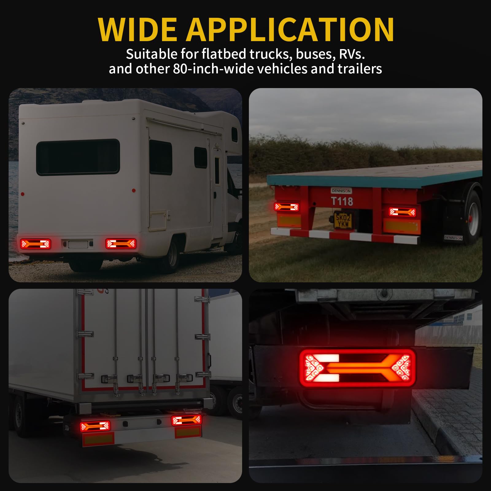 AOHEWEI 2 Stück Anhänger-Rücklichter, 12 V/24 V superhell wasserdicht Blinker Bremse Rückwärtsgang Nebelscheinwerfer Reflektorlampe für Anhänger, LKW, Wohnwagen, Van, Traktor