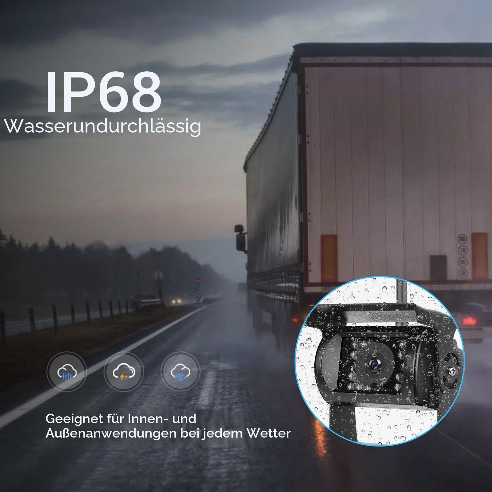 Hikity 1080P Kabellos Dual Rückfahrkamera 7'' IPS Monitor Set für RV Truck