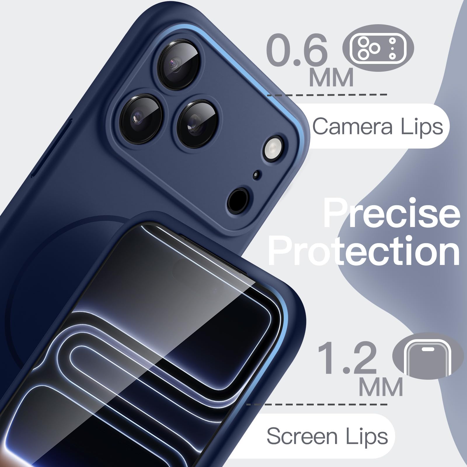 JETech Magnetyczne Silikonowe Etui dla iPhone 17 Pro 6,3 Cala, Kompatybilny z MagSafe, Jedwabiście Miękki Dotyku, Amortyzujący Wstrząsy Osłona z Ochroną Obiektywu Aparatu (Ciemnoniebieski)