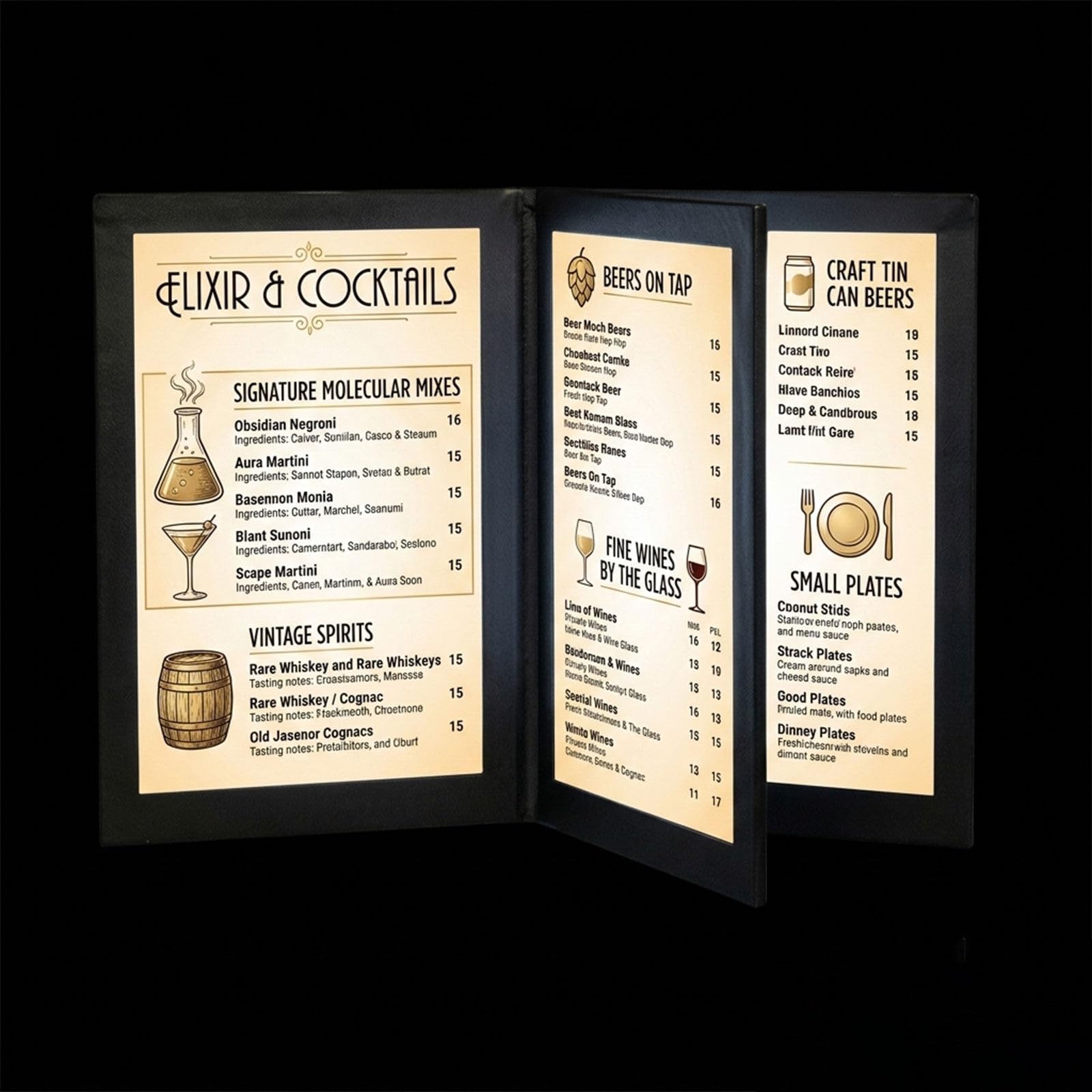 Soporte Menú LED A4 Cuatro Caras, Porta Carta Luminoso Recargable para Negocios de Hostelería A4FourSide2Pack