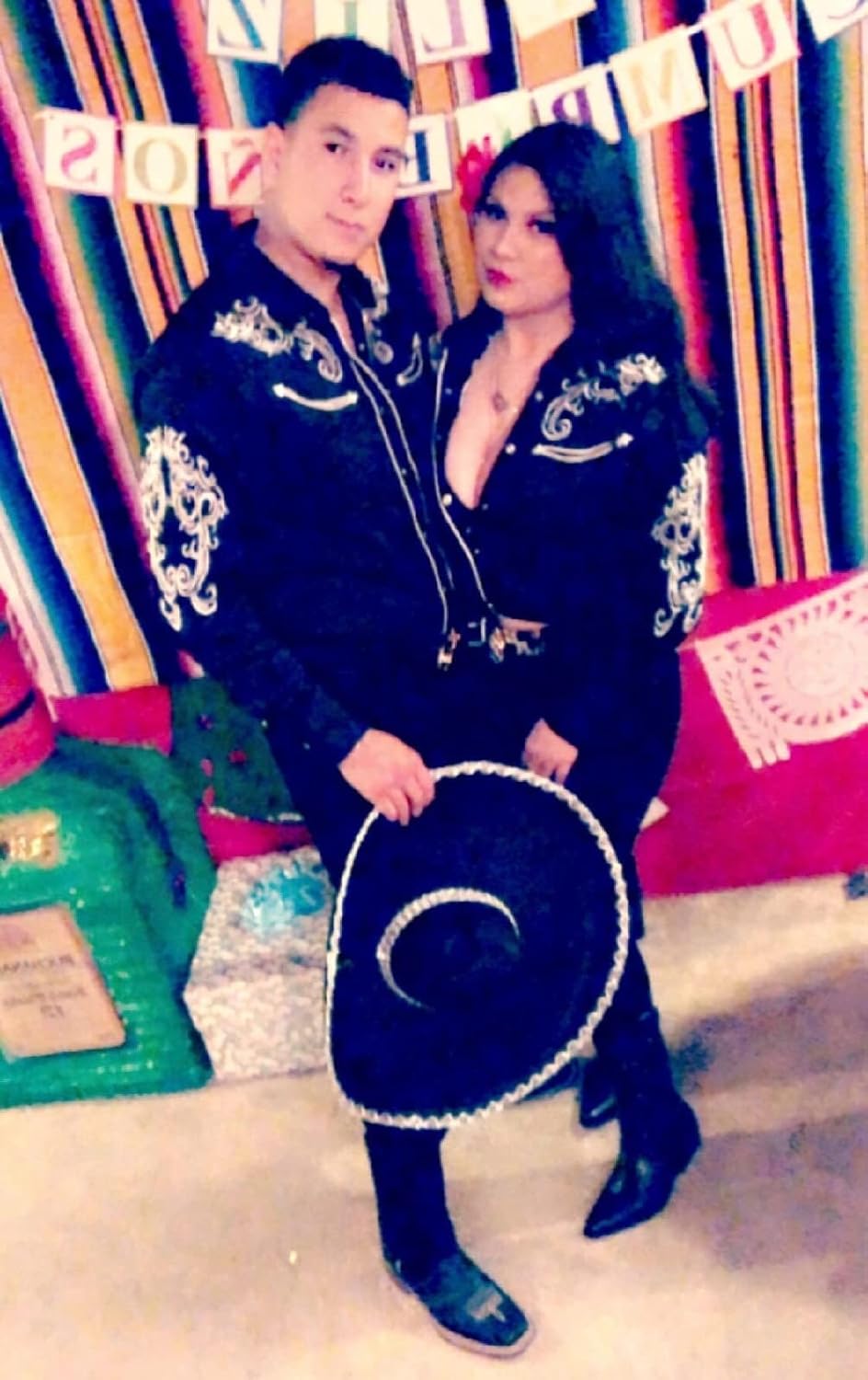6-PC Large Black & Silver Mariachi Sombreros Adult Size Southwestern Party Hats