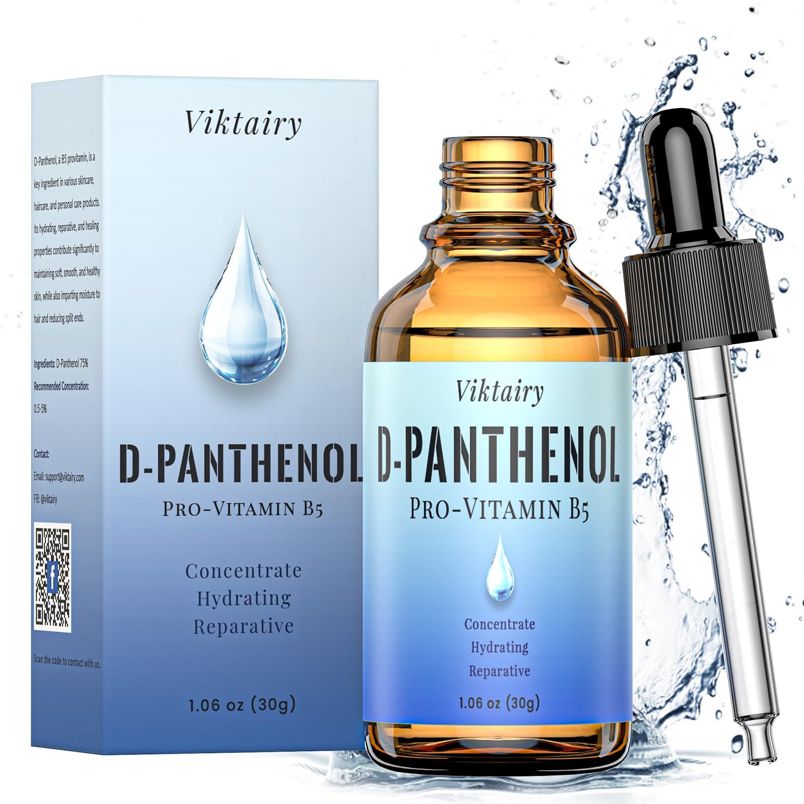 D-Panthenol Liquid (1oz, 30g), Concentrate Pro-vitamin B5 Raw Active Ingredient for Skin Hydration, Cosmetic Grade Dexpanthenol for DIY Face, Hair, Nails and Skincare Serum, Moisture Cream