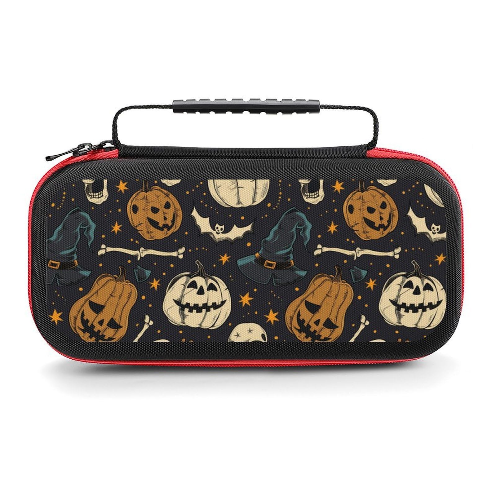 AoHanan Walizka do przenoszenia na Halloween z dyniami czaszka przełącznik etui do gier z 20 kartridżami do gier twarda obudowa podróżna ochrona etui do przechowywania na konsolę i akcesoria