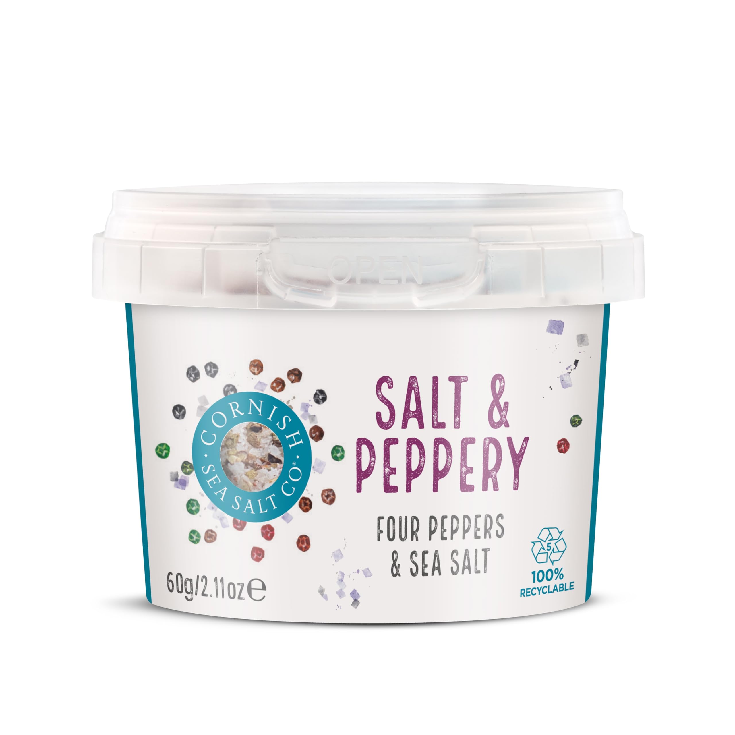 Cornish Sea Salt - Salt and Peppery - Rich in Minerals, Hand Harvested in Celtic Waters, Michelin Starred Chef Approved - Spices for Cooking, Kitchen Accessories - 4 x 60g