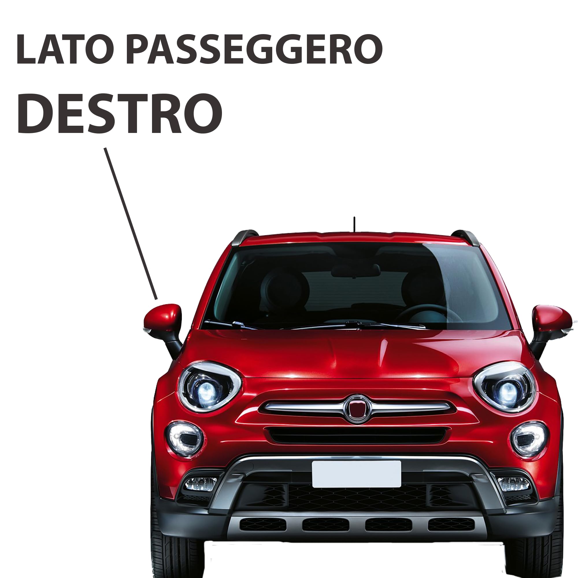 Vetro Specchietto per FIAT 500X destro (RISCALDABILE), Vetro - cromato e convesso, numero OEM: 530856101 VIEW MAX specchio da ricambio (DX)