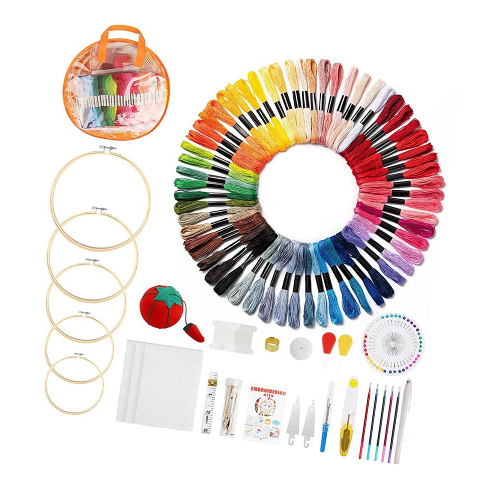 Bbajszx Yarn Embroidery Includes Hoop 100 Thread Colors Home Projects Embroidery Supplies