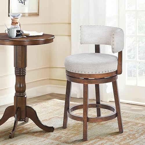 Miniatura 2 de COLAMY Taburete de bar giratorio, moderno taburete giratorio con espalda, taburetes de bar de altura de mostrador, taburete de bar tapizado de