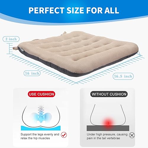 Miniatura 2 de Cojín cuadrado para silla de oficina con excelente efecto de apoyo, malla de aire de lujo, transpirable, antideslizante, para asiento de computadora