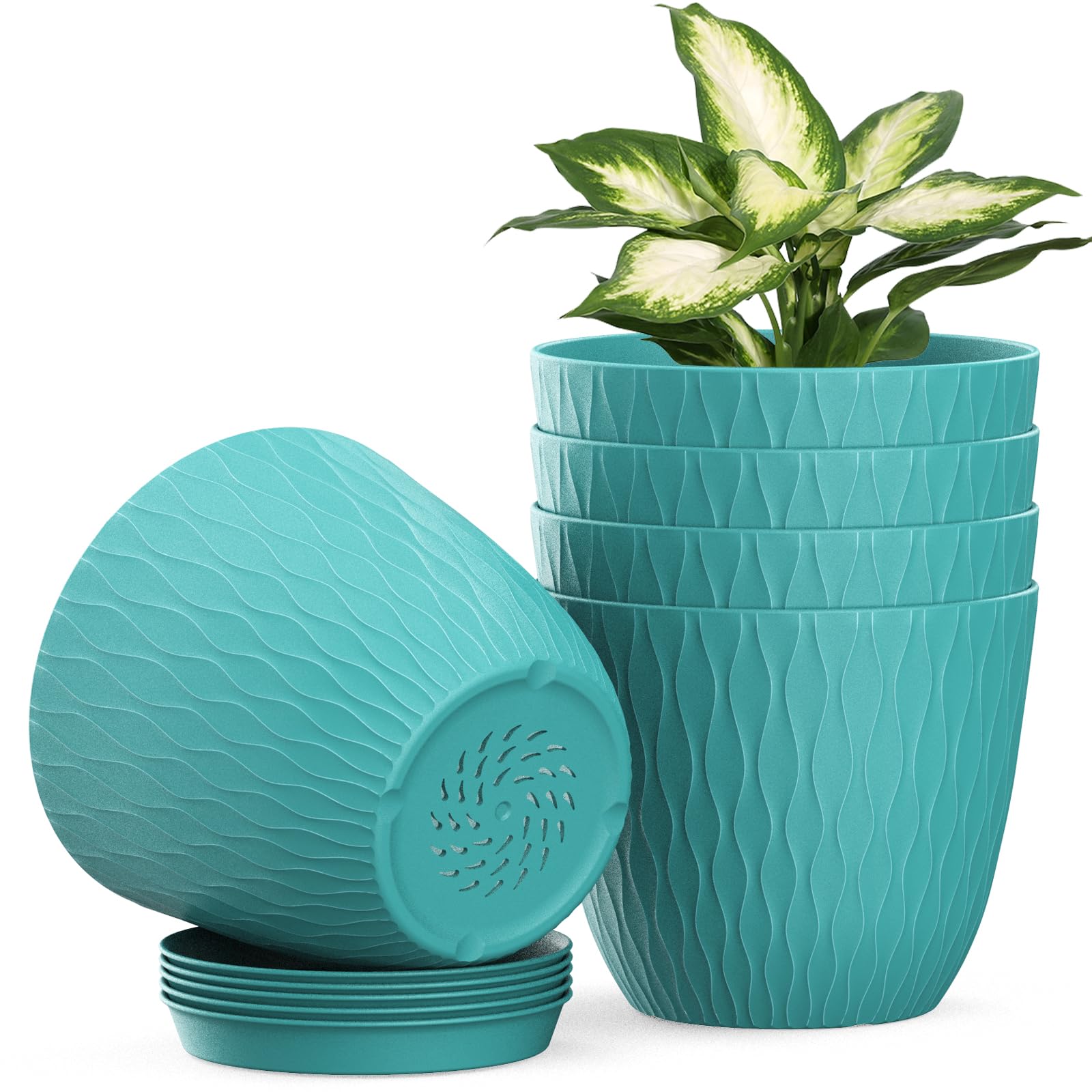 Homeuouz 5 Packs Blumentopf mit Untersetzer