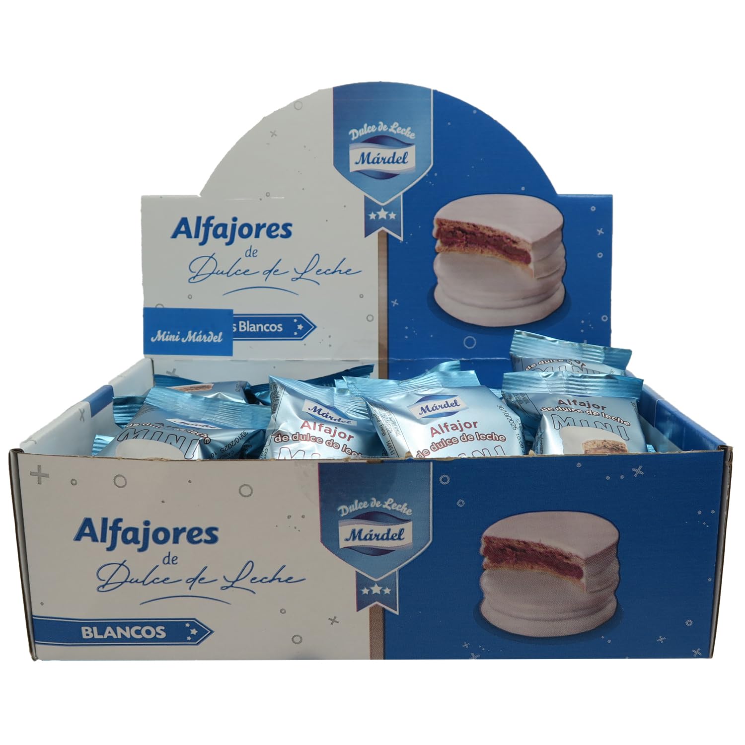 Mardel - Boîte de 36 mini Alfajores au lait (22 g c/u) | trempés dans du chocolat blanc | Délices argentins gourmands | Bouchées individuelles à offrir ou à partager avec chaleur artisanale