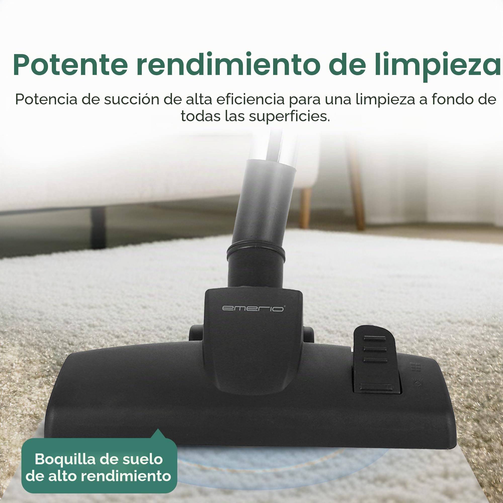 emerio VE-109959.14 Aspiradora Potente 800 W, compacta y Ligera, con Bolsa, para Suelos Duros y alfombras, 2,0 L, Compatible con Y50, Negro/Gris