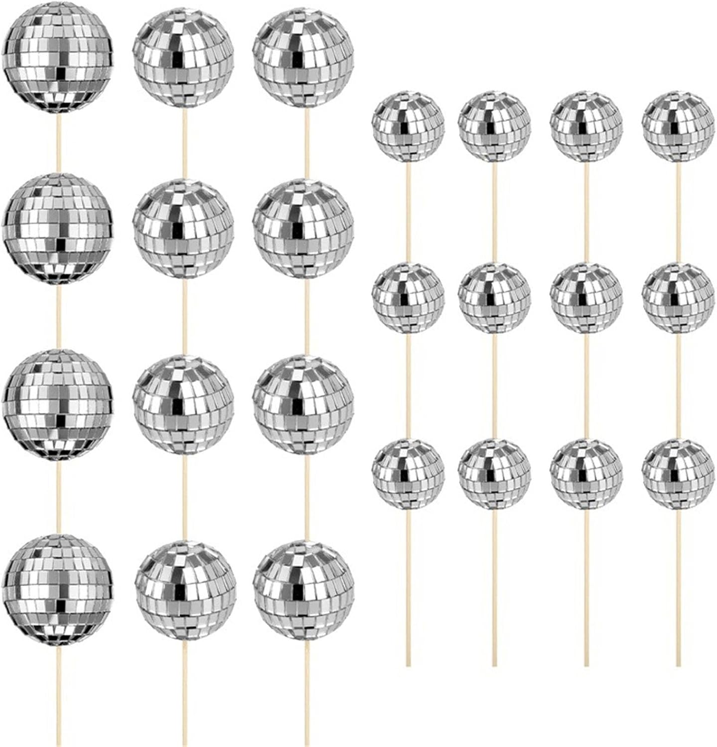 24pcs Reflective Discos Ball Toppers Cake Ornament Cupcake Inserts Accessories Elegant Dessert Birthday Decorations Baking Enthusiast Supplies
