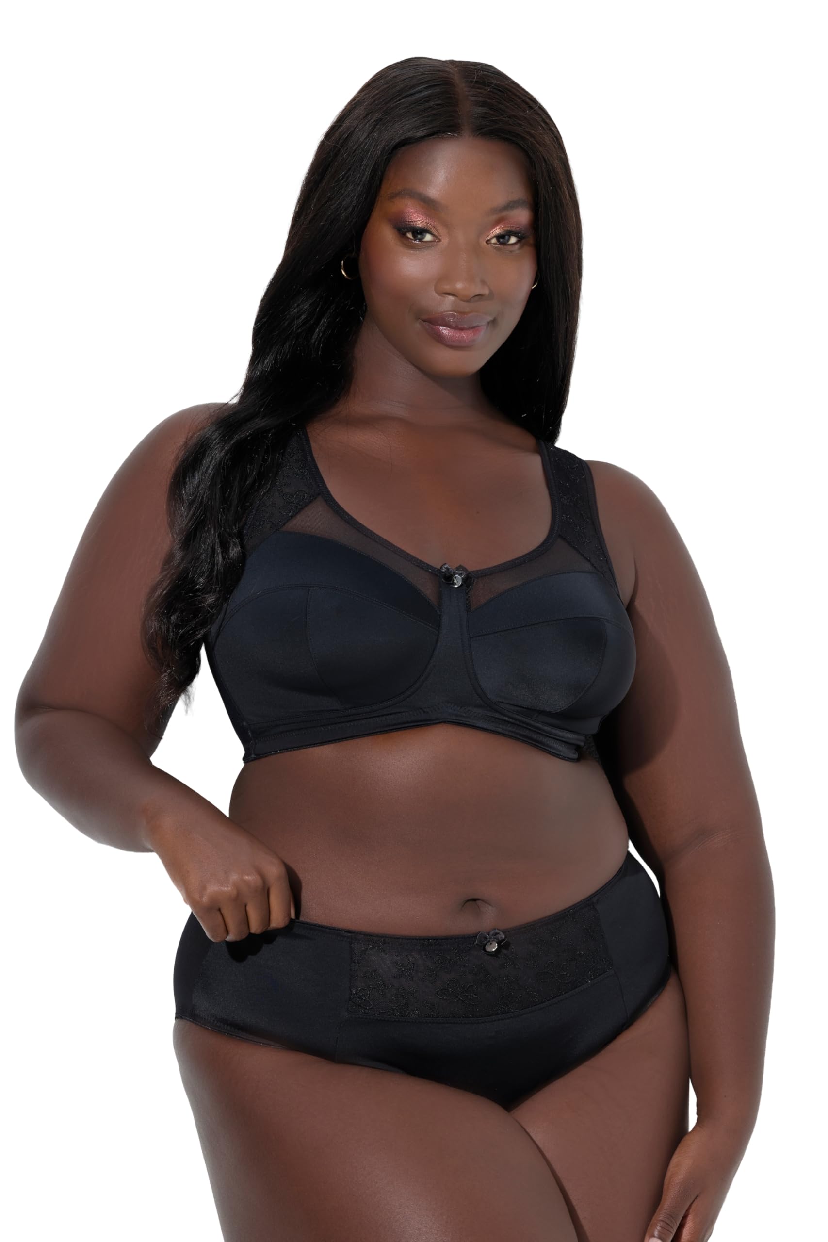 Ulla Popken Damen große Größen Übergrößen Plus Size Entlastungs-BH, ohne Bügel, Stickerei 845500
