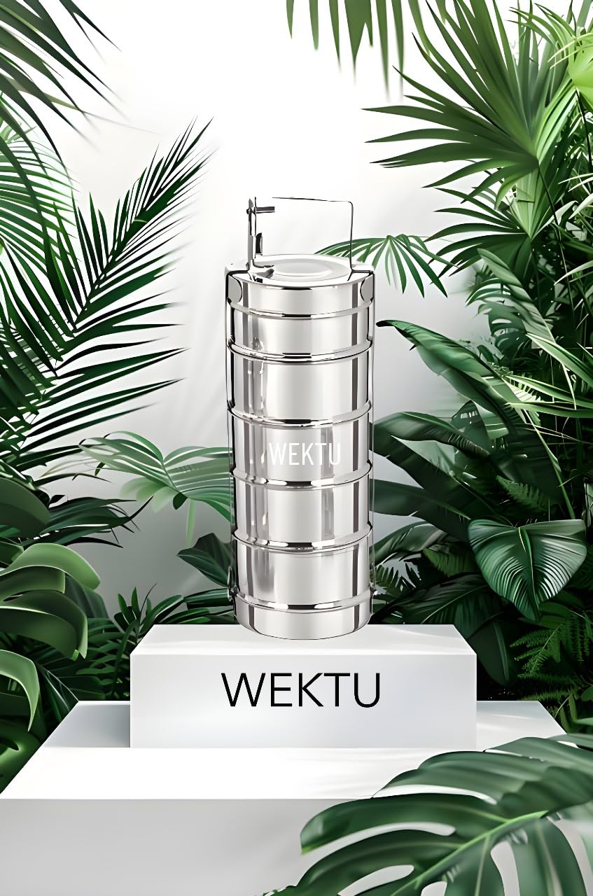 WEKTU Durable Stainless Steel Lunch Box 5 Food Container Set with Strong Grip Handles Dabba (B0C331WWT1) Amazon Price History, Amazon Price Tracker