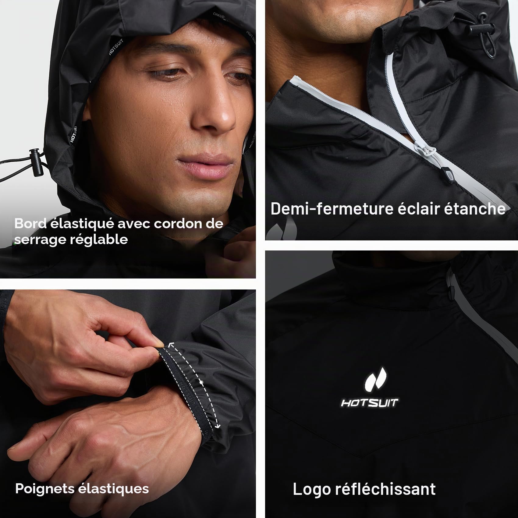 HOTSUIT Vêtement de sudation Hommes Sweat Pantalon et Veste pour SPORT Sweat Suits Vêtements de Sauna Combinaison Sudation pour sport de sweat