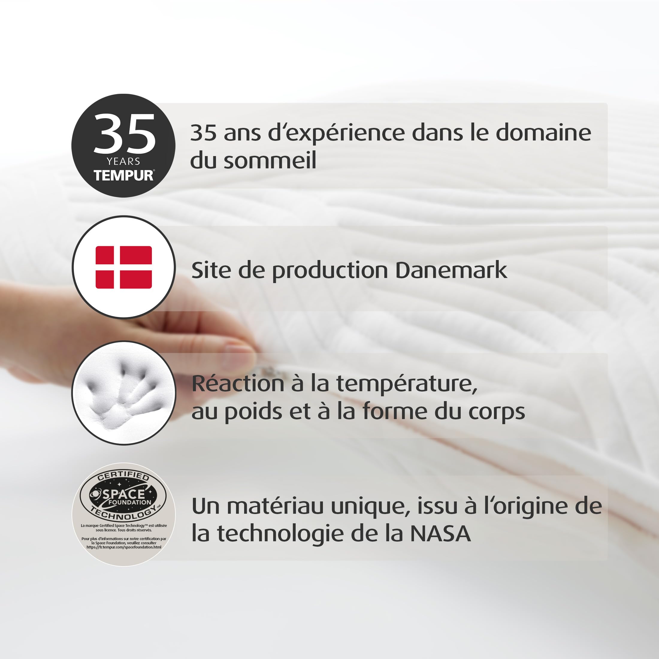 Oreiller TEMPUR® Comfort Medium, fermeté Moyenne, 40 x 80 cm | Oreiller classique adapté à toutes les positions de sommeil, housse lavable, certifié OEKO-TEX MADE IN GREEN