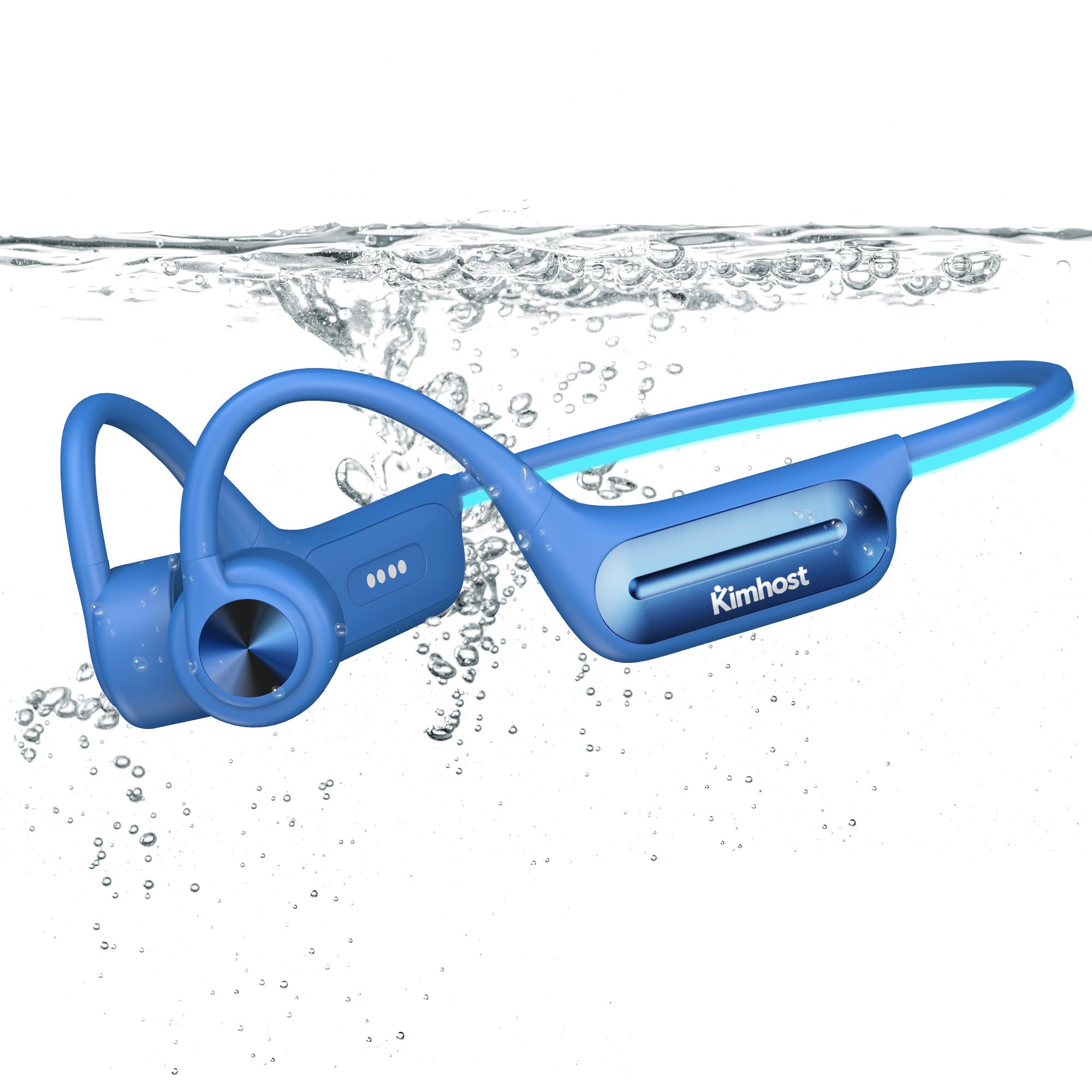 Bone Conduction Swimming Headphones, Open Ear Bluetooth 5.3 Swimming Earphone IP68 Waterproof MP3 Memory 32G for Sport, Swimming, Cycling, Running (Blue)