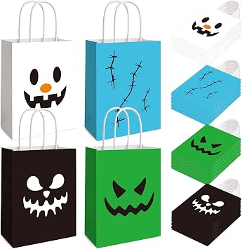 FOGWOWO 48 Pcs Halloween Paper Gift Bag Candy Goodie Bags