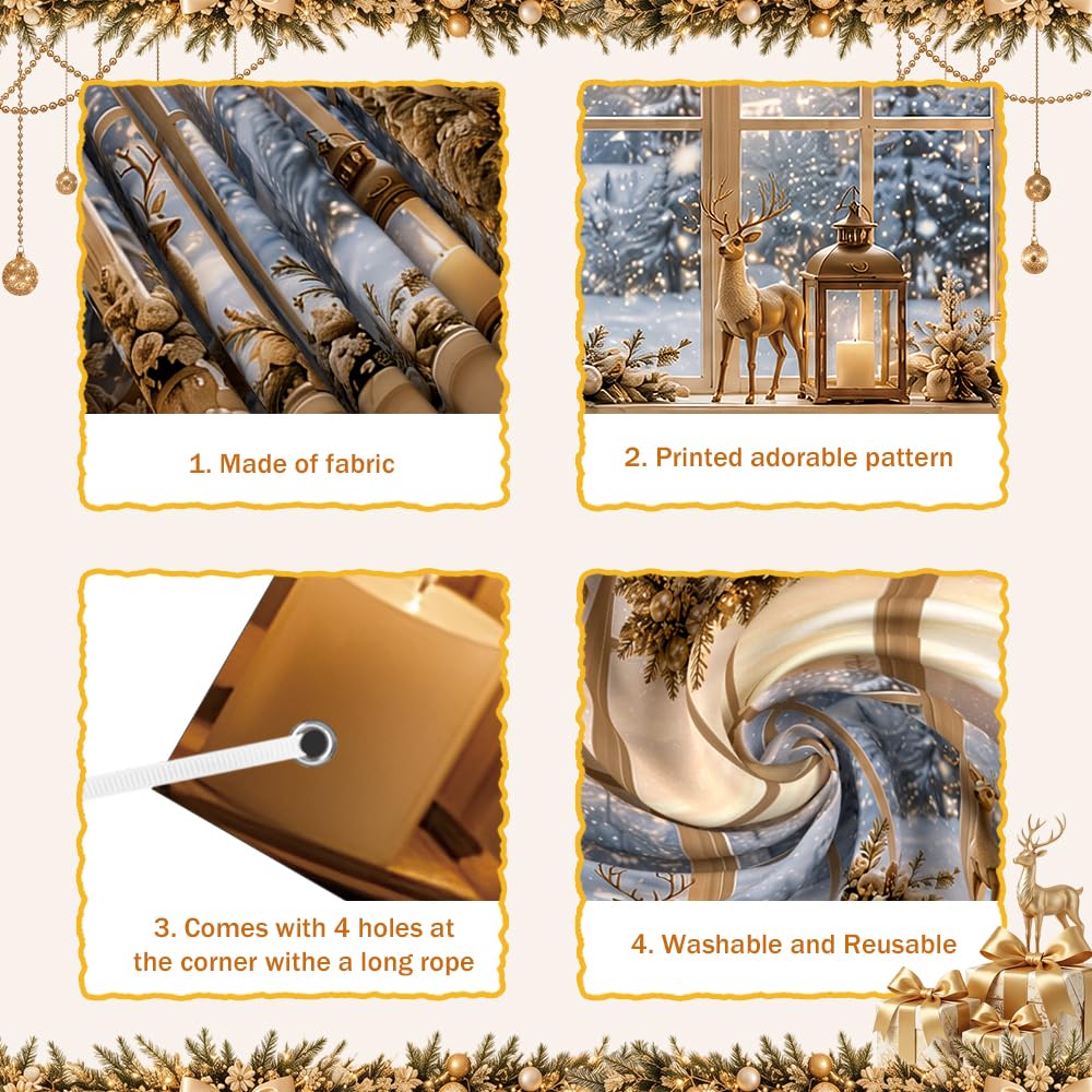 MEHOFOND Telón de fondo dorado para ventana de árbol de Navidad, 3 x 2,1 m