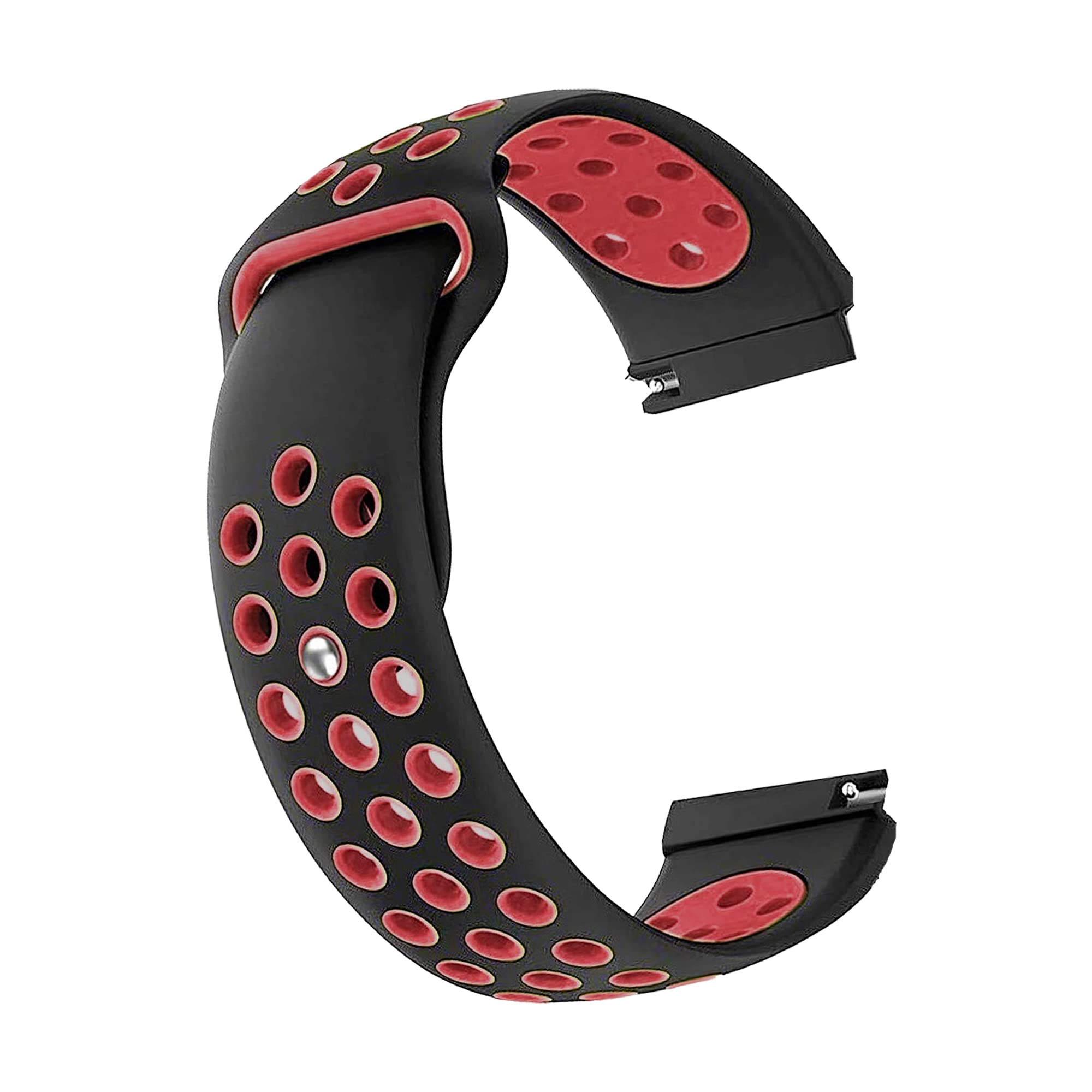 AYOSHRI Watch Accessories 20mm Strap Sports Dot Band for Amazfit Pop | Pop Pro, Fire Boltt Ninja Call Pro Plus Bsw053 | Neptune Bsw044, Realme Dizo Watch 2, Boat Wave Pro 1.69 Smartwatch (Black-Red)