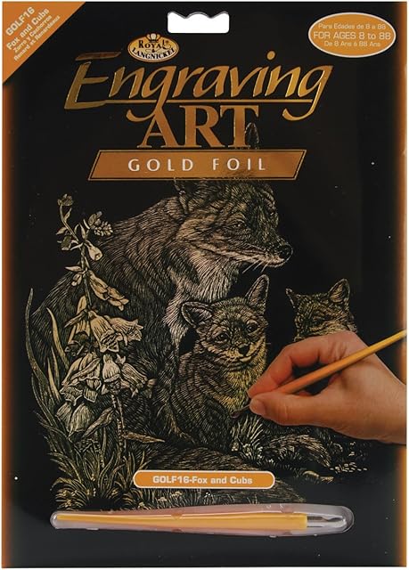 Royal & Langnickel Gold Engraving Art A4 Size Fox and Cubs Designed Painting Set