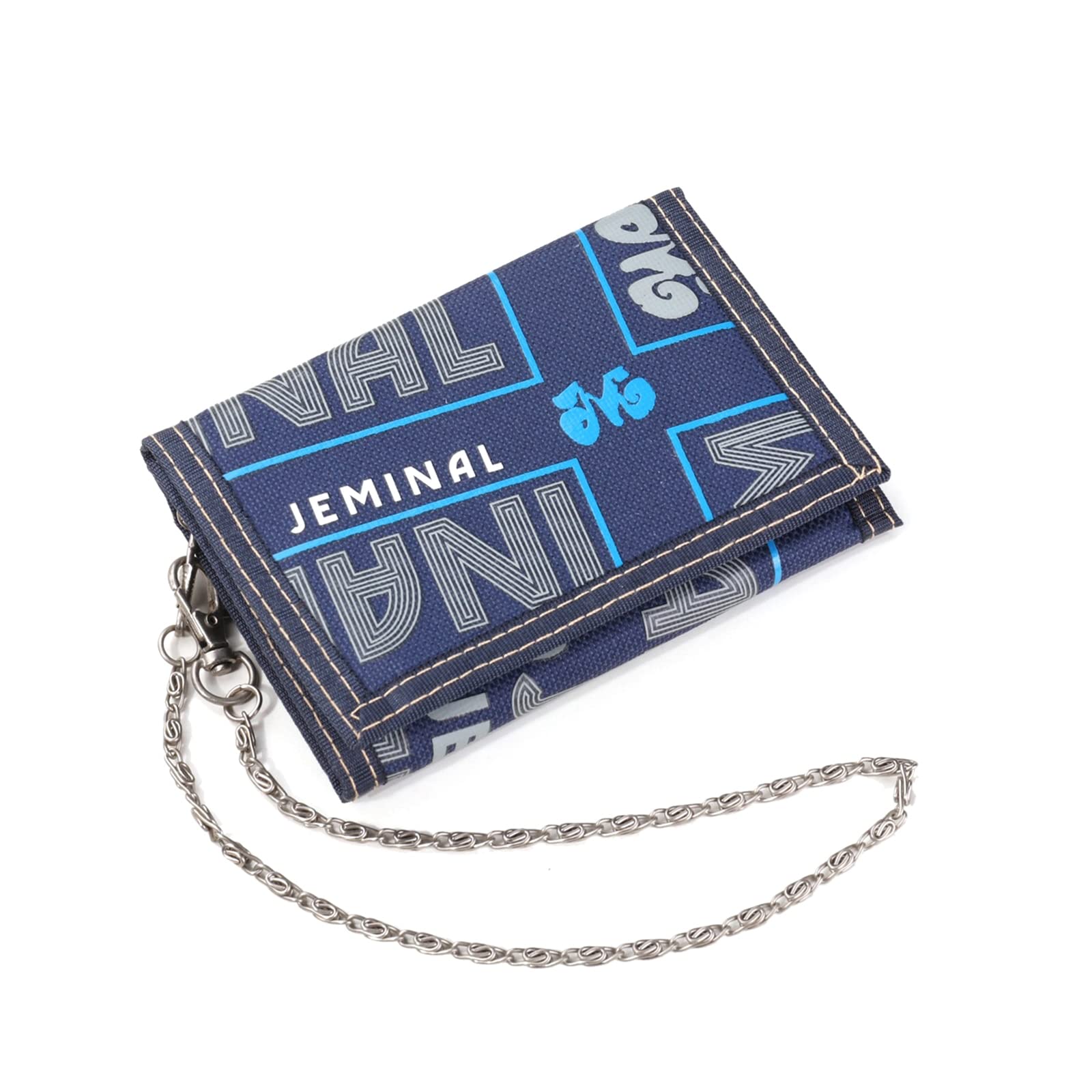 Men Slimming Wallets Letters Print Metal Chain Wristband Card Key Bag Storage Money Clips