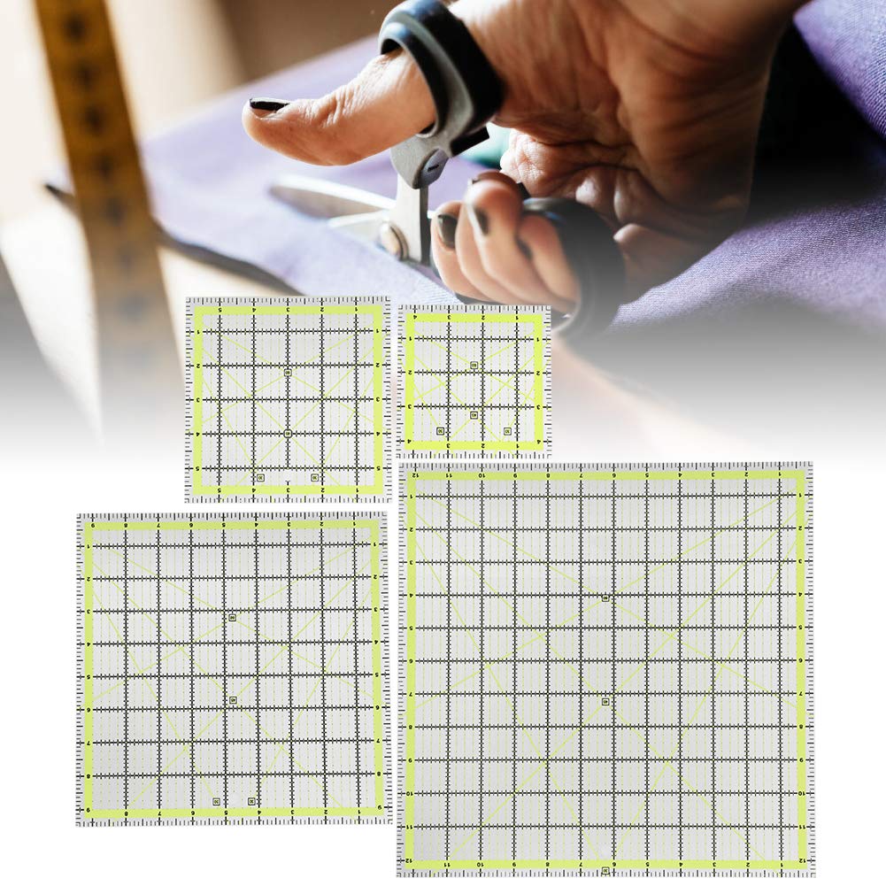 4Pcs Quilting Ruler Set, Acrylic Sewing Rulers with Double Color Grid, Cut Precision Patchwork Ruler for Quilting Garment Tailoring and Crafting