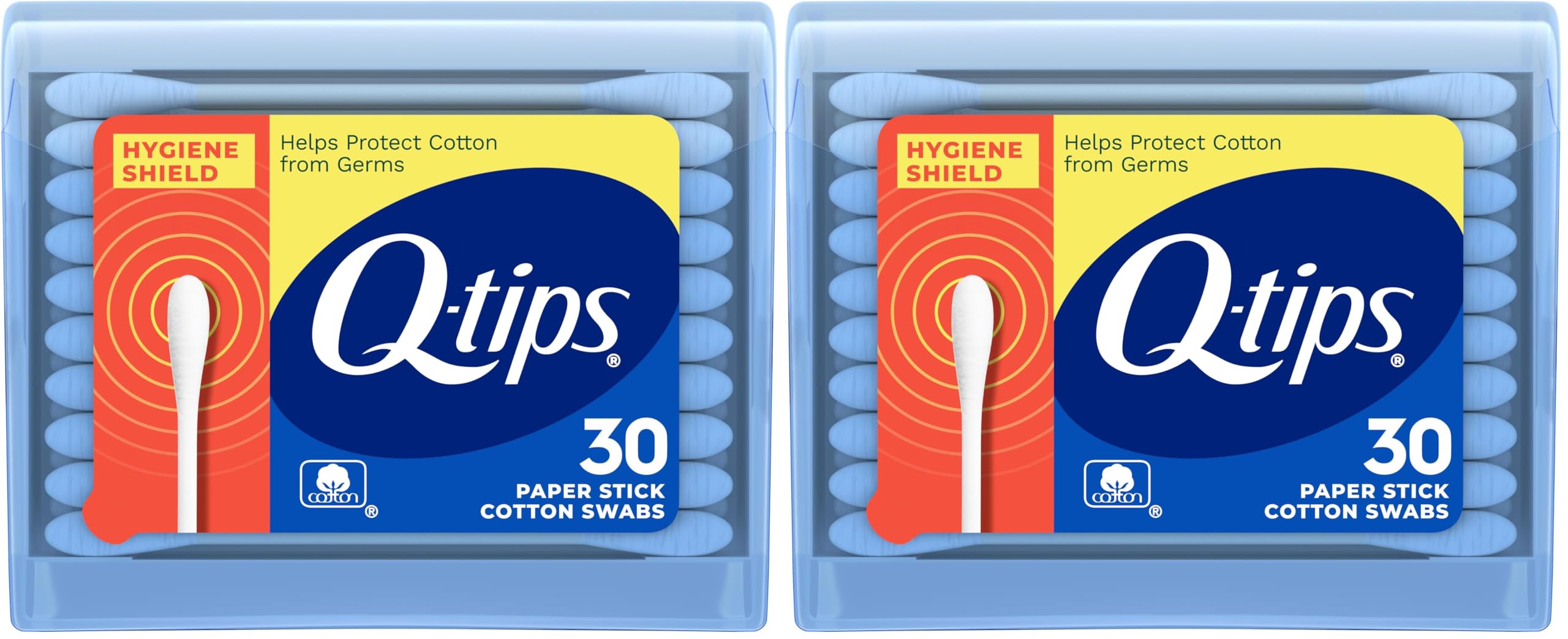 Q-tips Cotton Swabs Hygiene Shield Travel Size Toiletries for First Aid Beauty and Baby 100 Cotton 30 Count