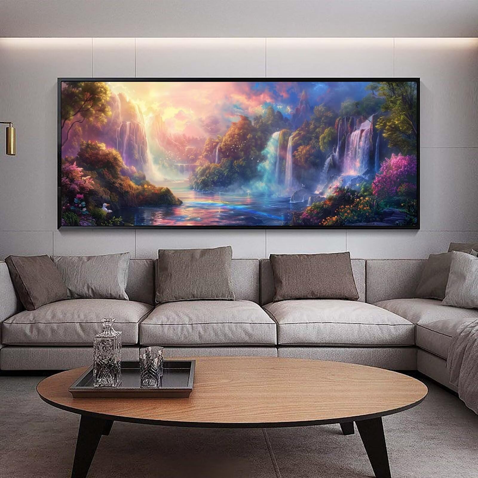 Diamond Painting Groß xxl 150 x 60 cm Wasserfall Diamant Painting Bilder Erwachsene Malen nach Zahlen Landschaft DIY Voll Round diamond painting zubehör Set，Wohnzimmer und Schlafzimmer WanddekoD81