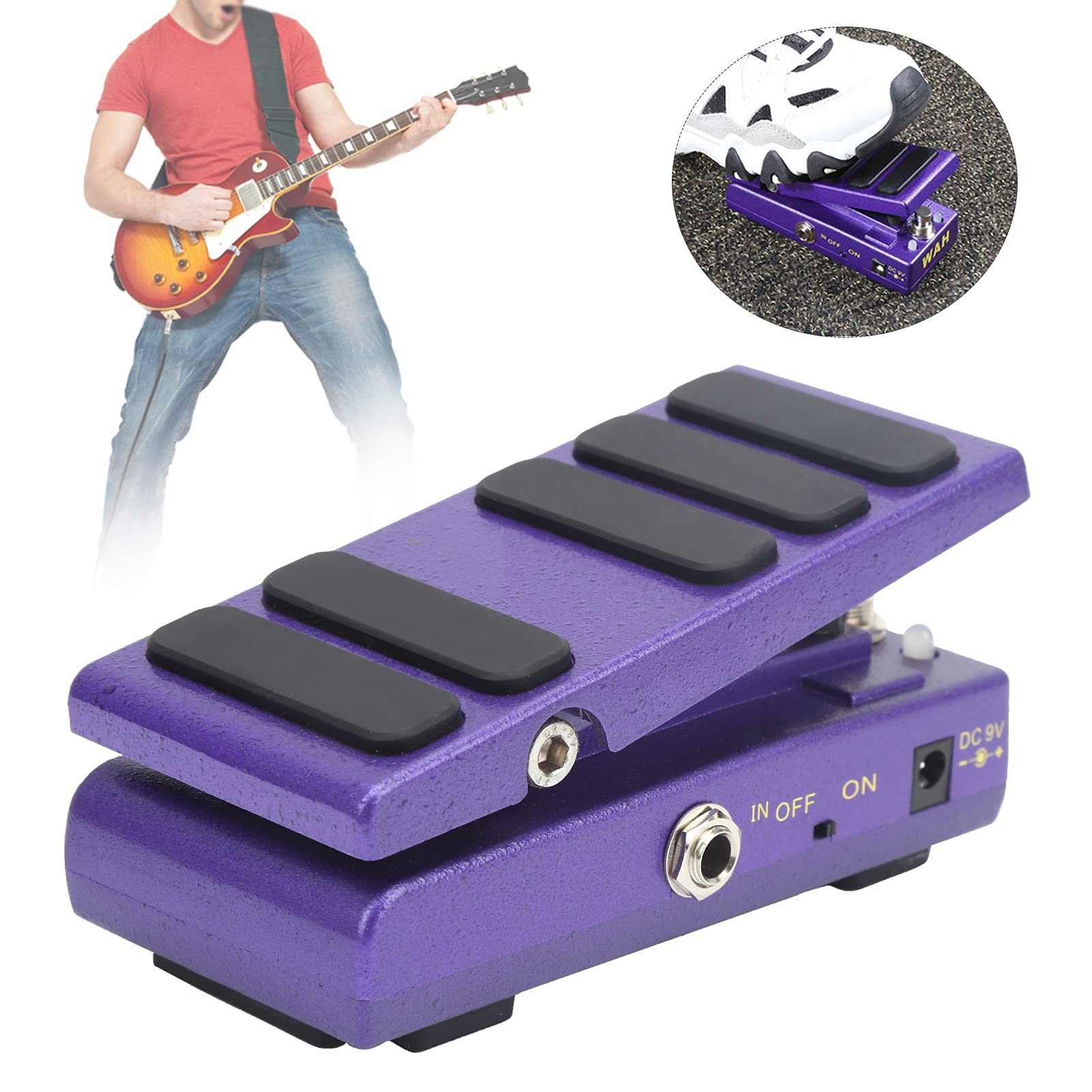 Pedale WahWah Bypass Effetto 2in1 Parti per chitarra elettrica Accessori per strumenti musicali Pedale effetto WahWah di livello professionale con modalità di commutazione (Purple)