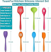 Vista 2 de TeamFar Silicone Kitchen Utensils, 7-Piece Kitchen Cooking Utensil Set with Turner Spoon Spatula Ladle, Perfect for Baking Cooking Mixing