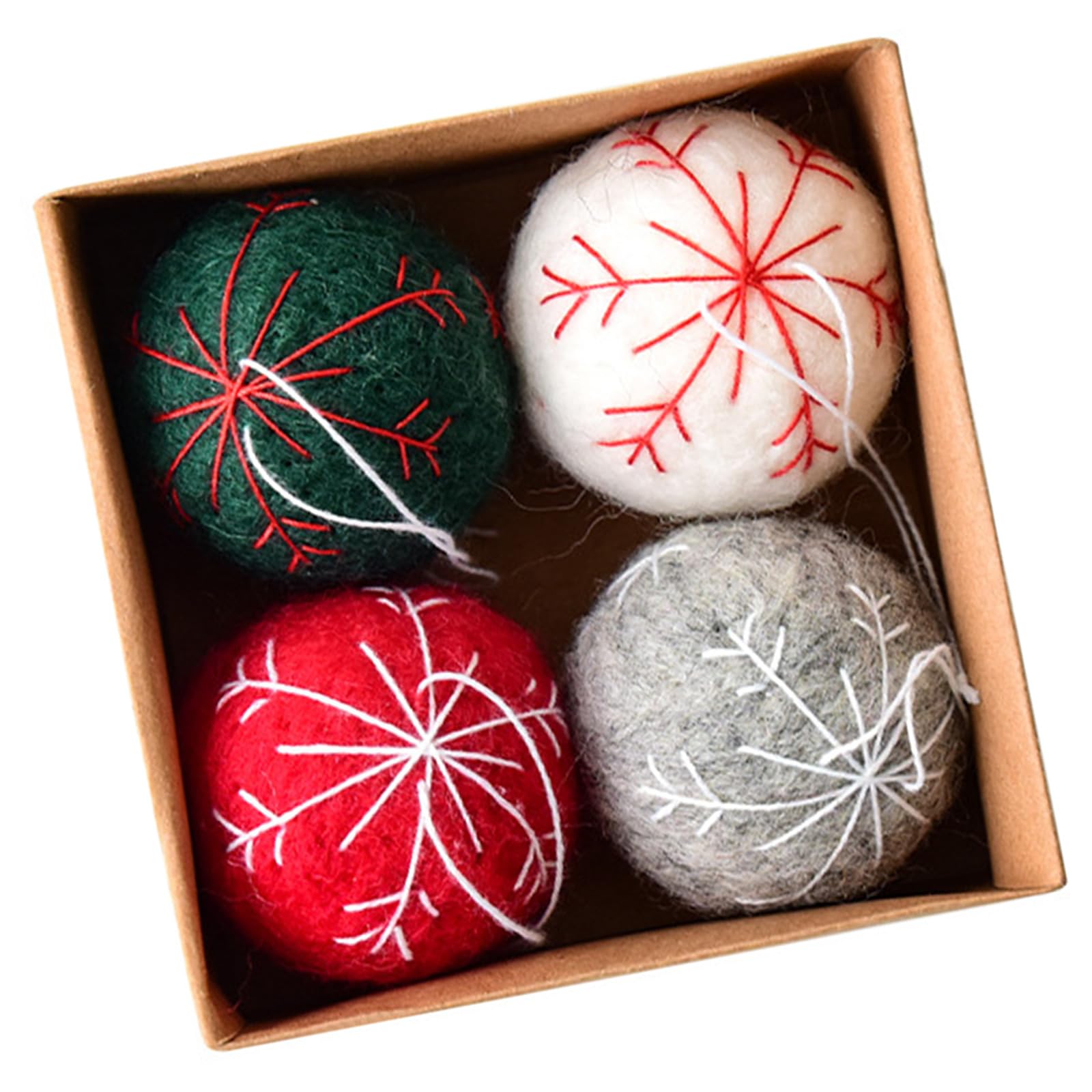 Tsophreniq Assorted Color Wool Felt Snowflake Decoration Pack of 4PCS Christmas Tree Hanging Decoration for Home Utility Wool Holiday