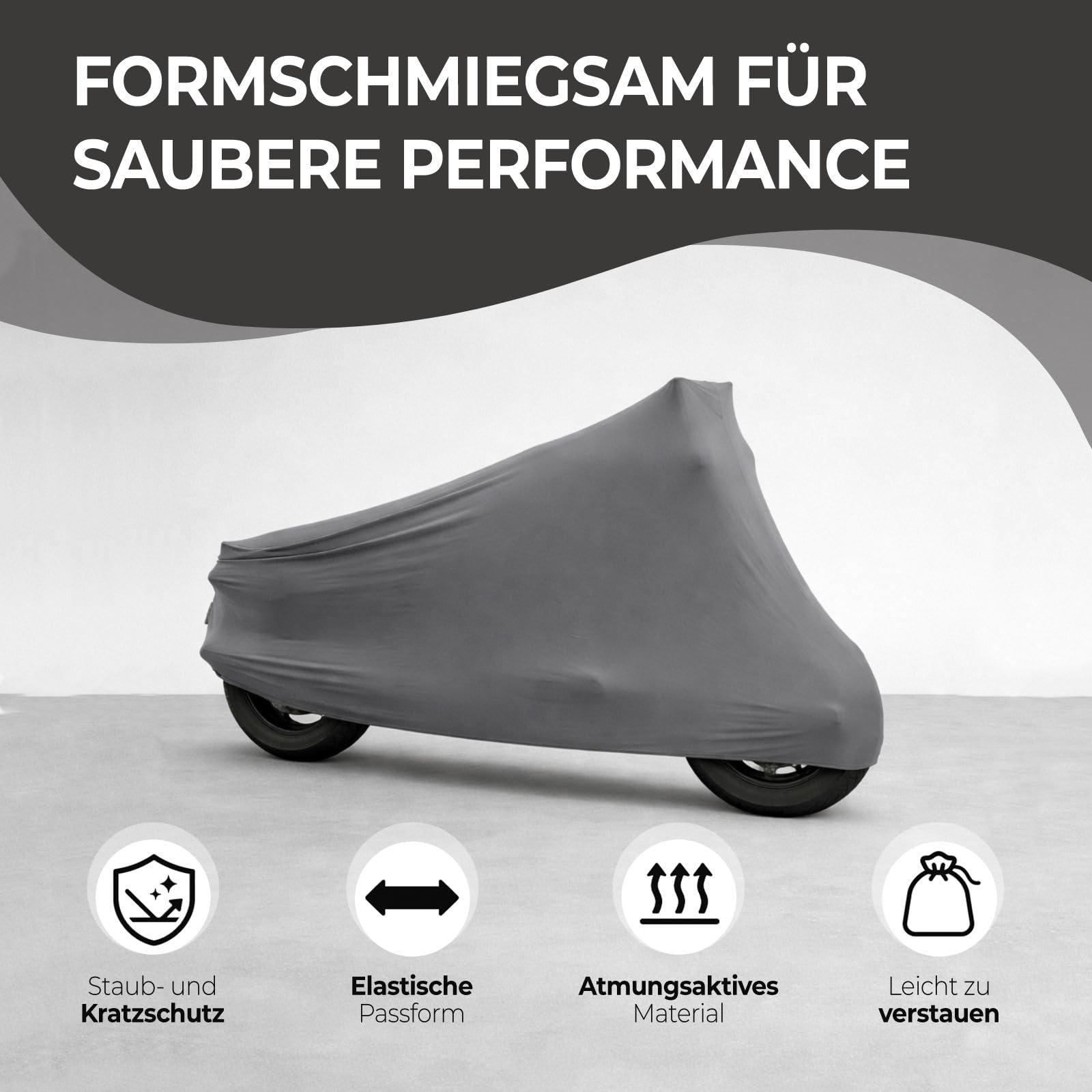 Motorradplane Motorrad Abdeckung Abdeckplane Perfect Stretch, elegant formanpassend Innen, passend für Harley Davidson Fatboy in DREI Farben